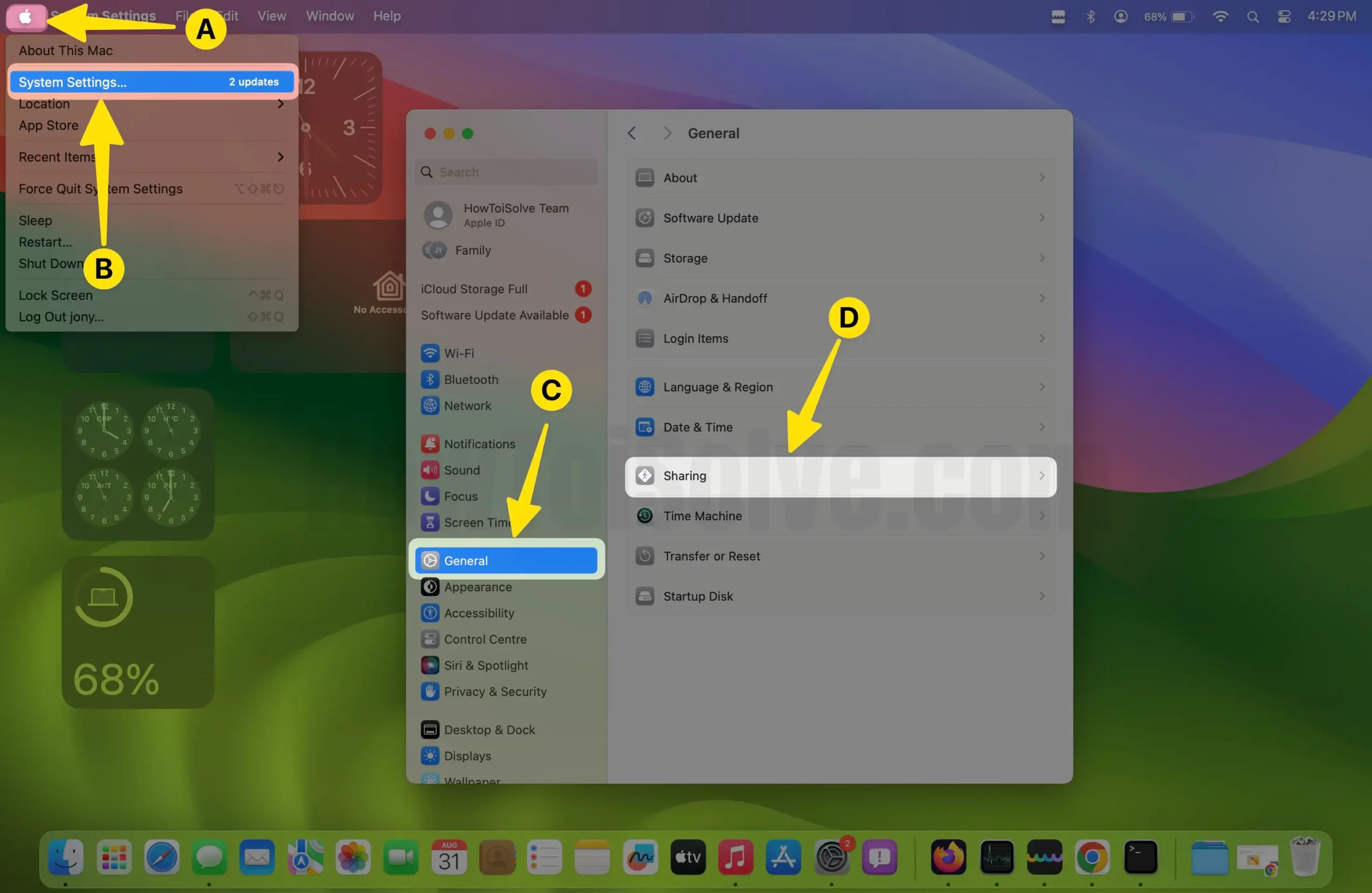 Sharing settings on Mac