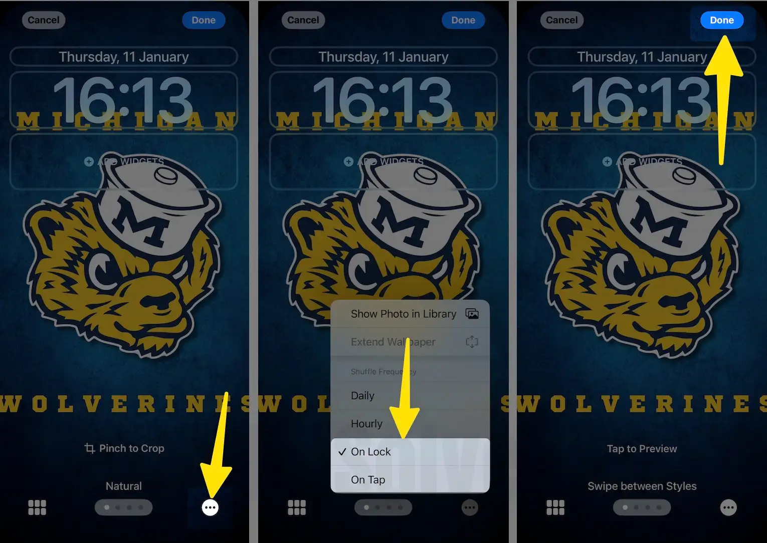 Tap three icon select on lock or on tap click done on iPhone 2