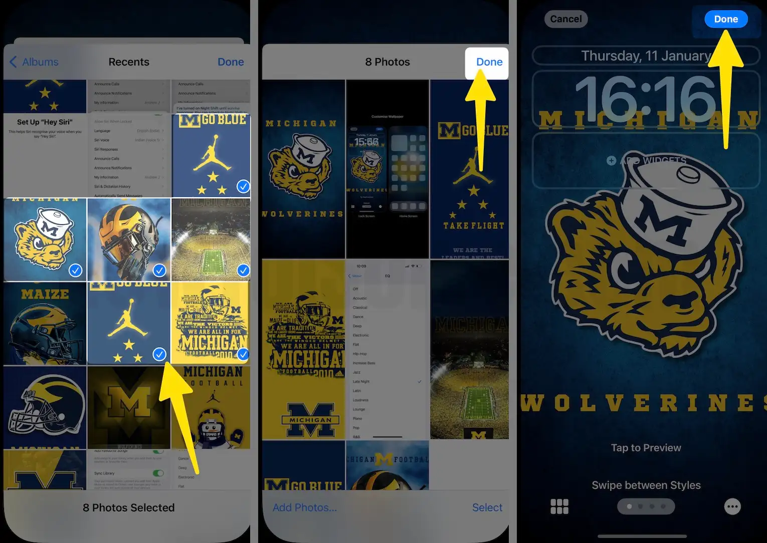Select photos tap done click on done on iPhone