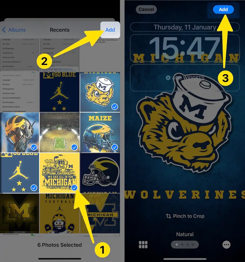 Select photos tap to add select add on iPhone