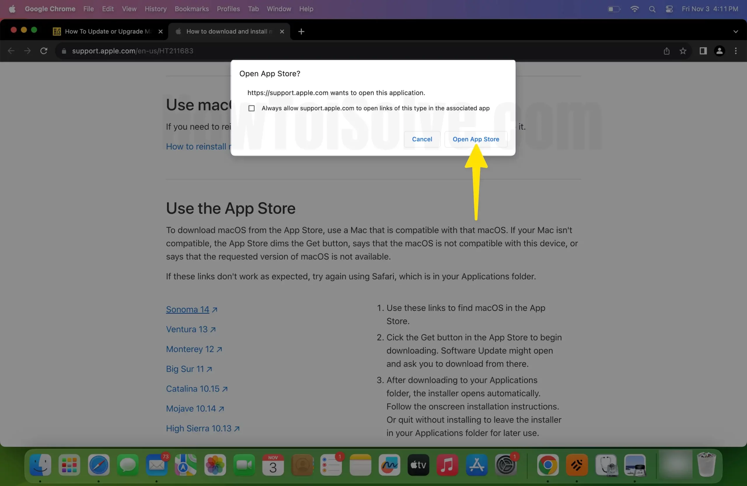 Click open app store on mac