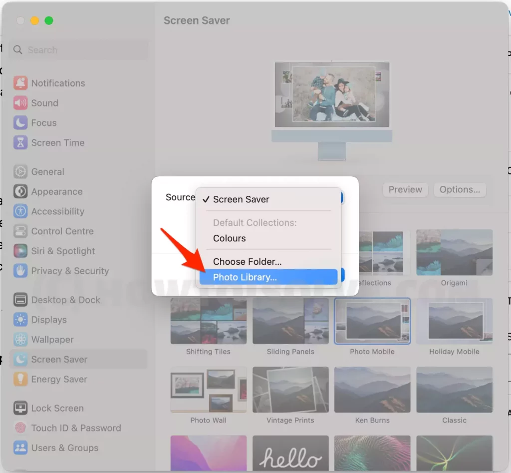 click-on-photo-library-to-set-photo-album-screen-saver-on-mac