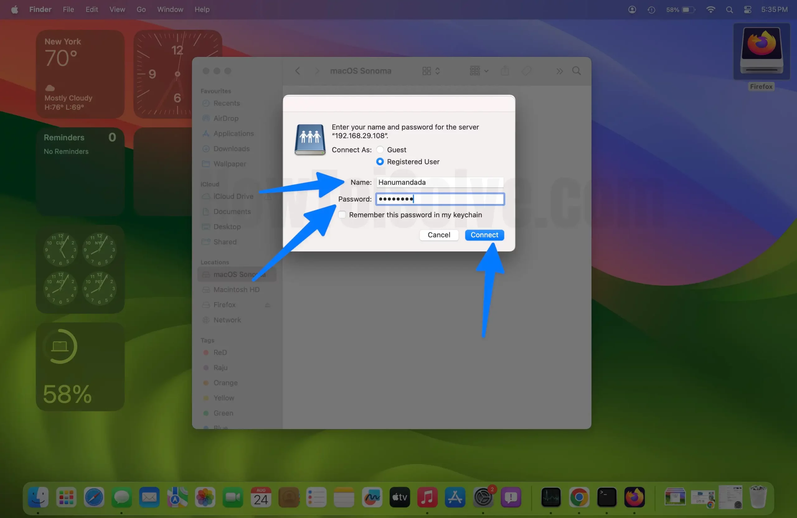 Add Your NAS User's username and Password