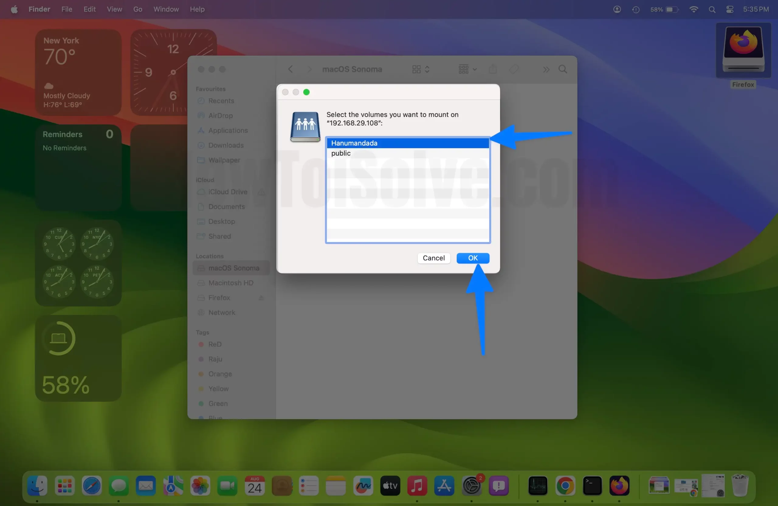 Select Shared Folder from NAS Drive