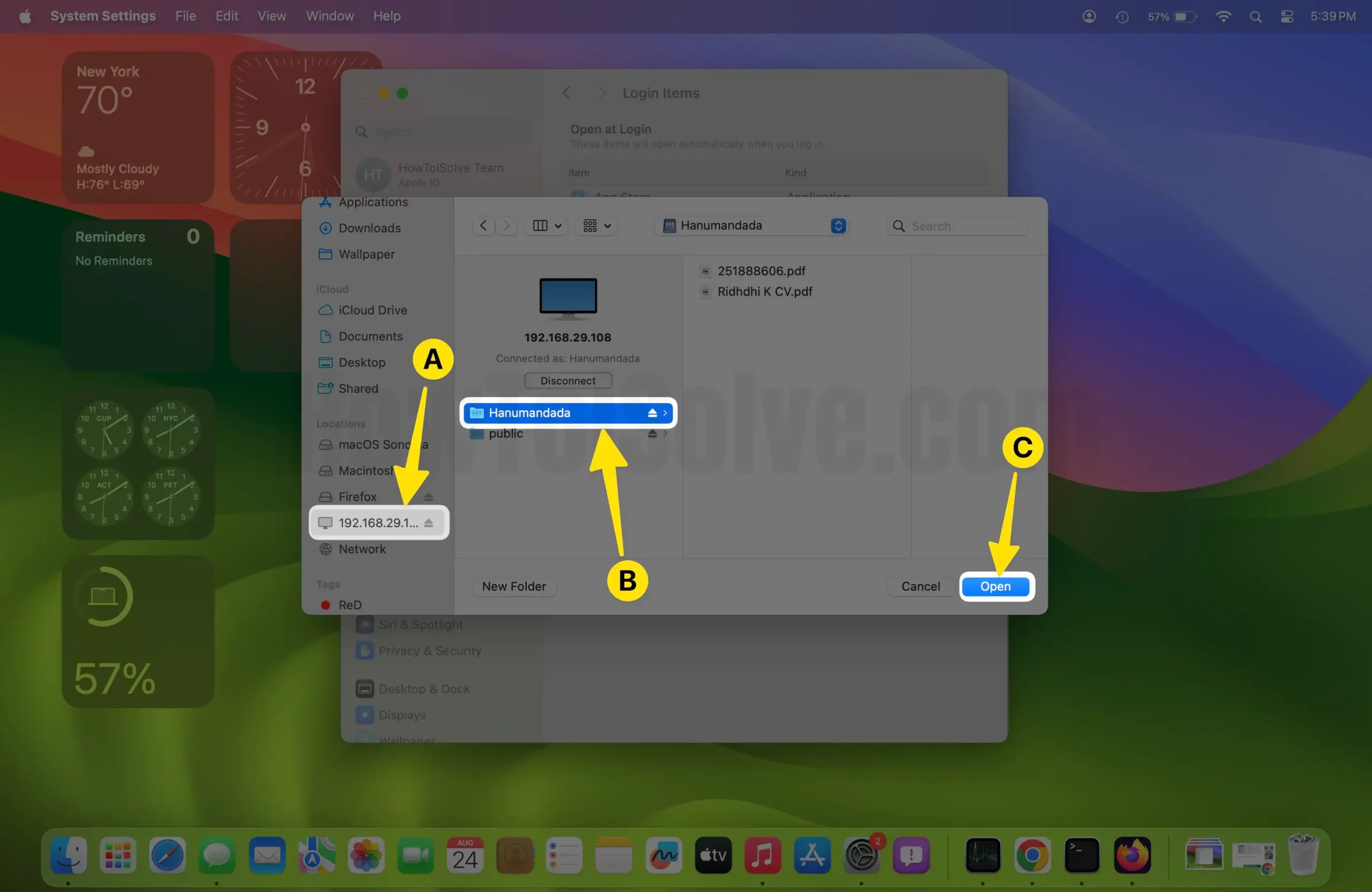 Select Network Drive or Folder on Mac
