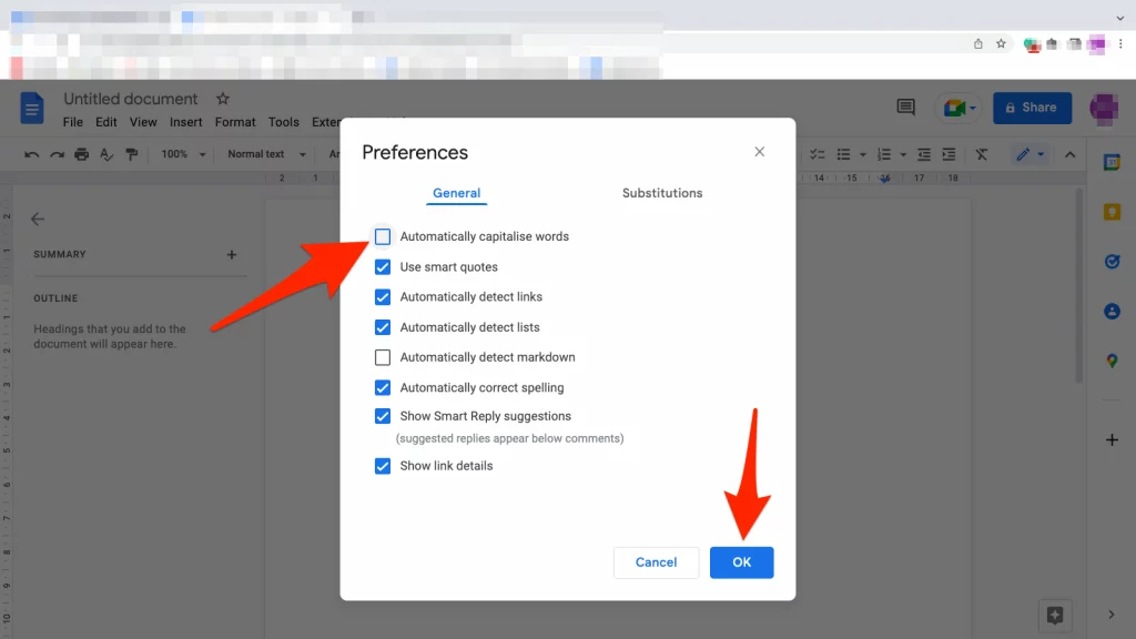 Automatically capitalise words in Google Docs