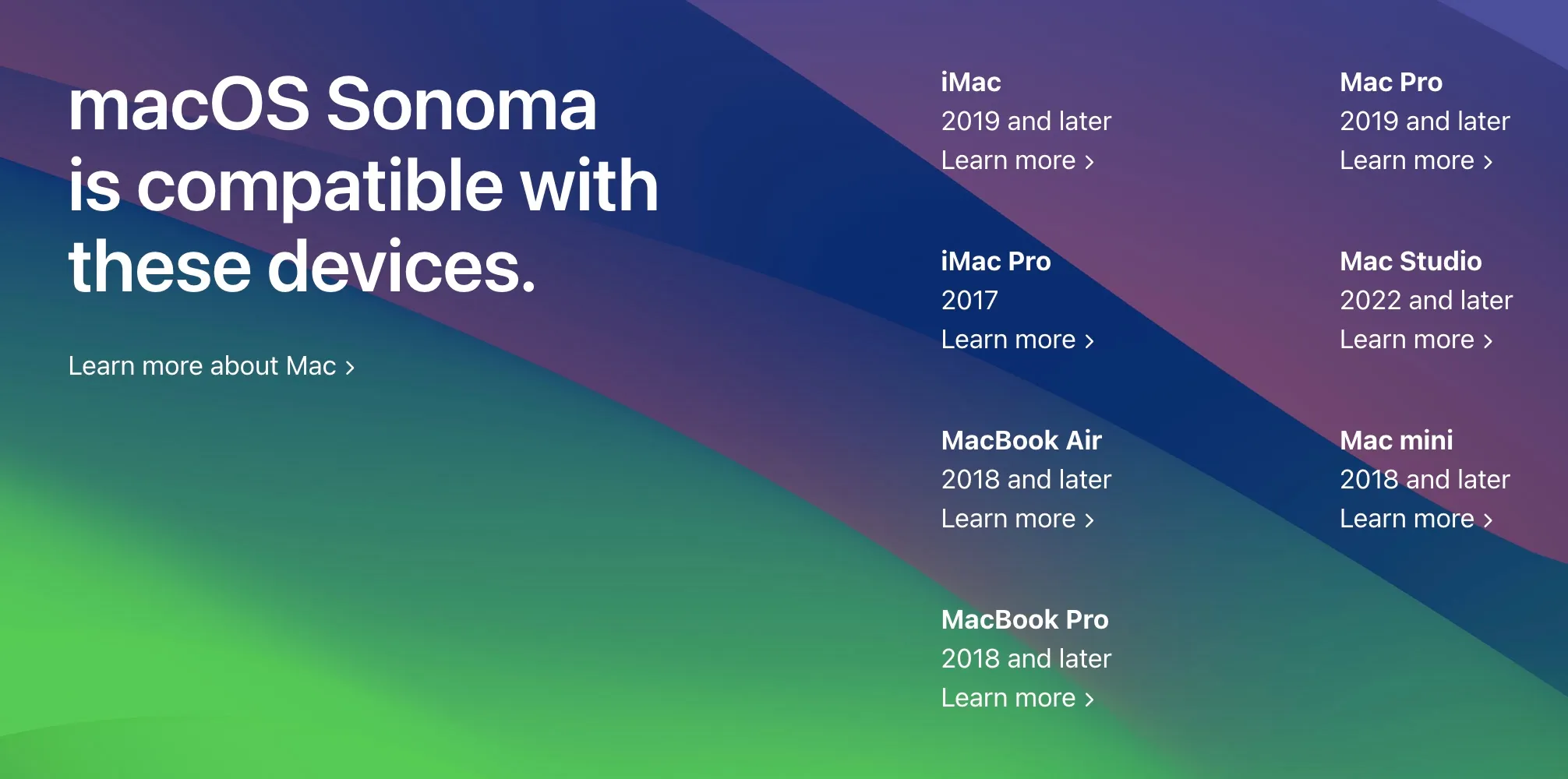 MacOS Sonoma Compatible Devices