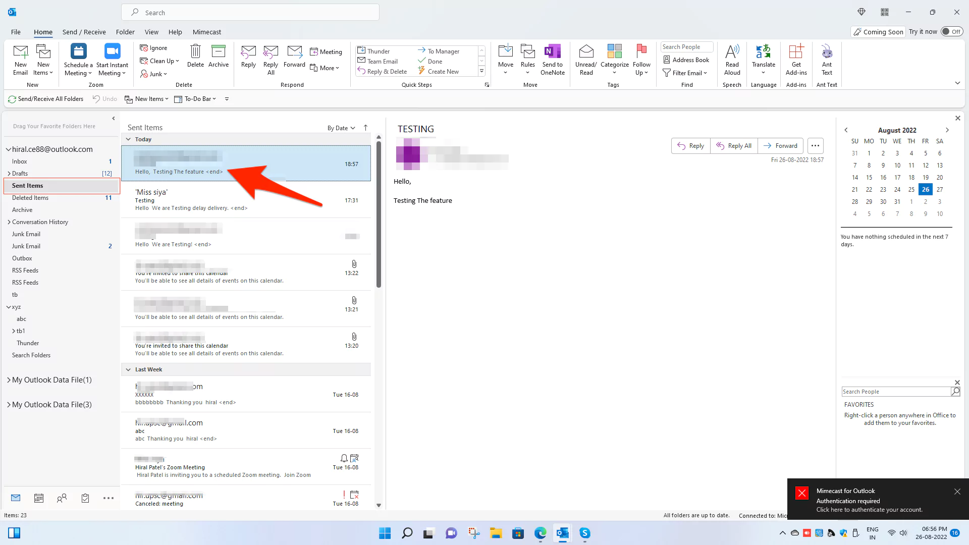 step to recall or replace outlook email in windows-recall