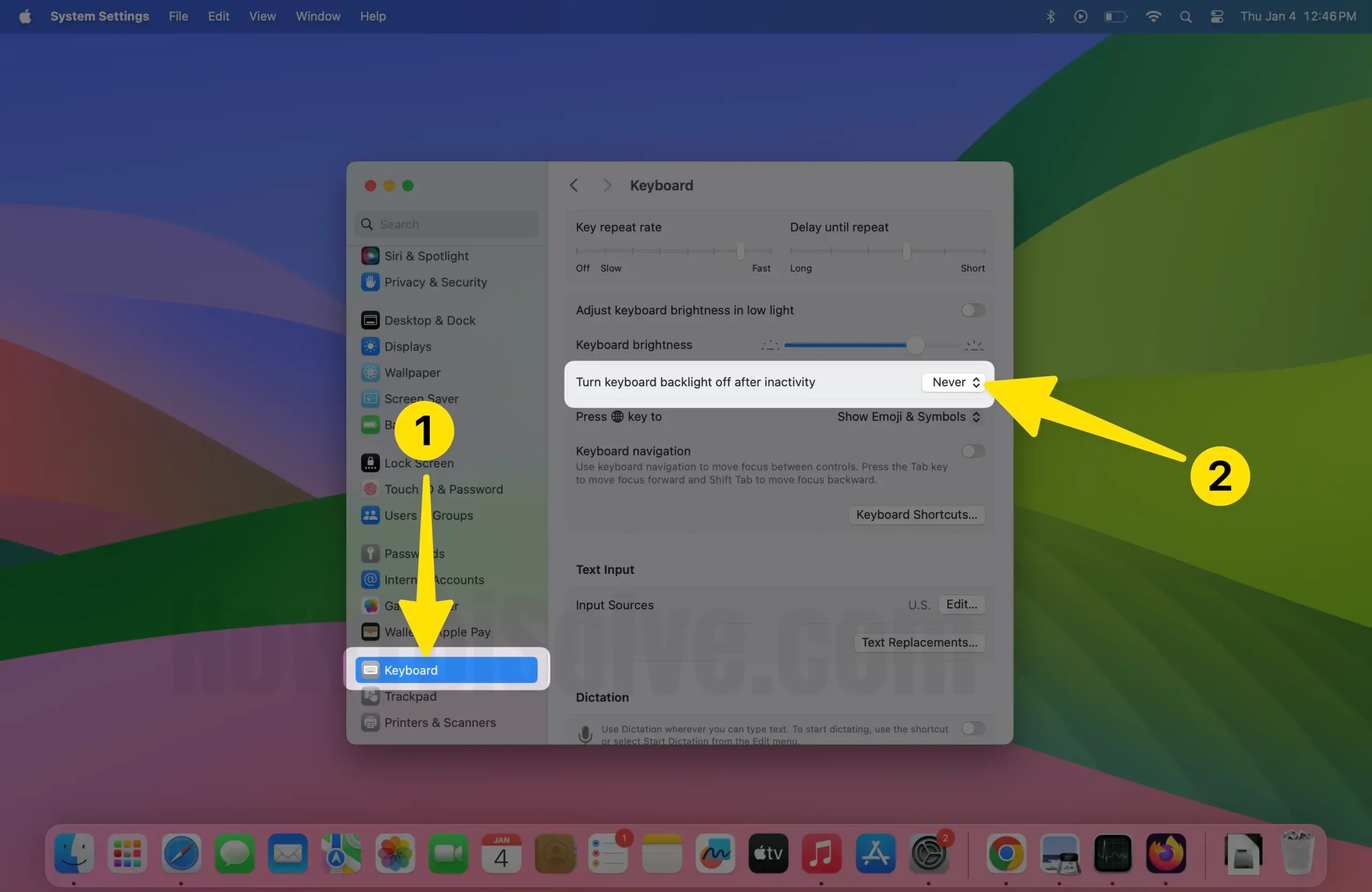 Click keyboard select Turn keyboard backlight off after inactivity on iPhone