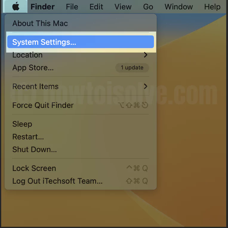 System Settings on Mac