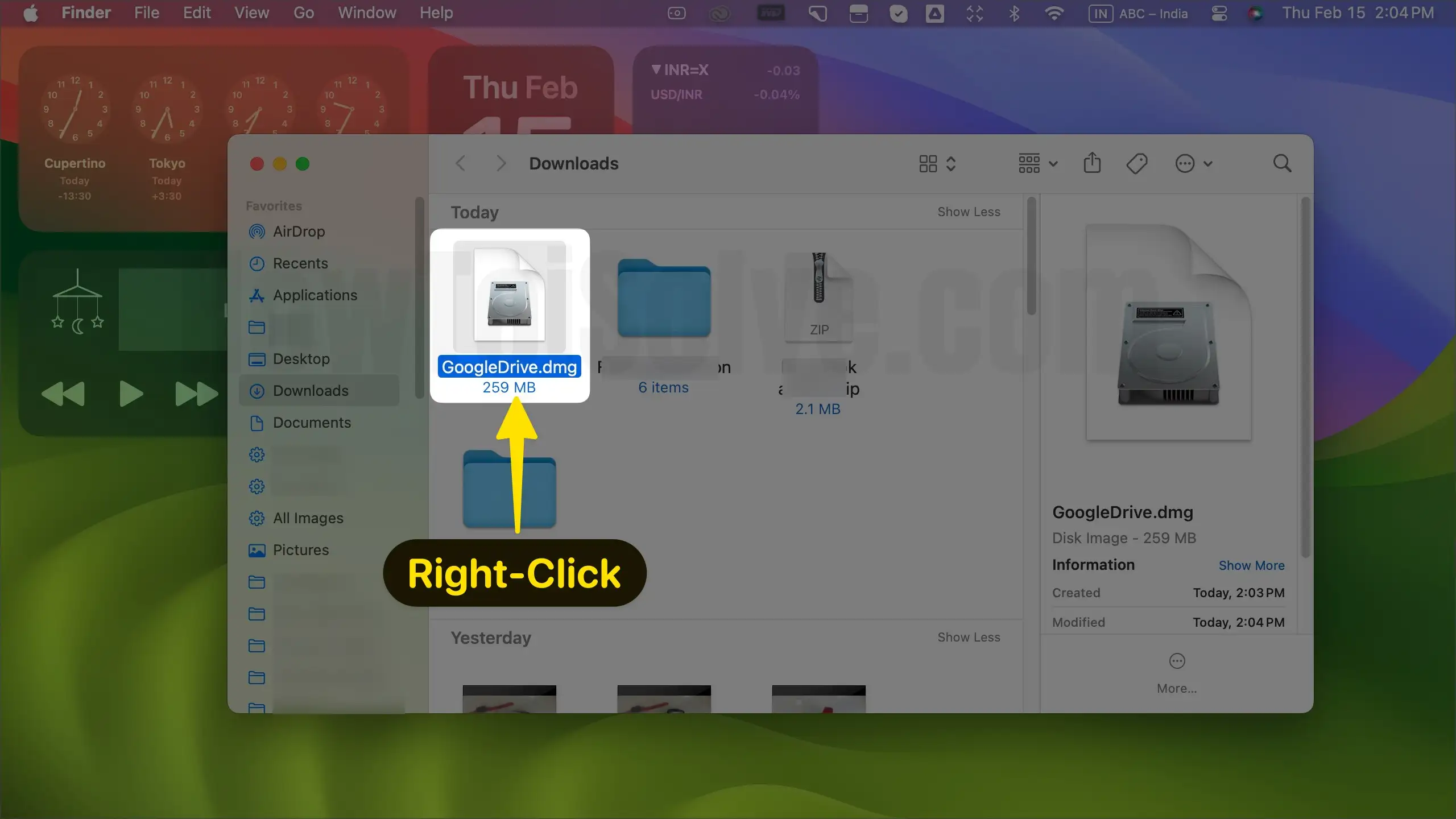 Open finder app right-click google drive on mac