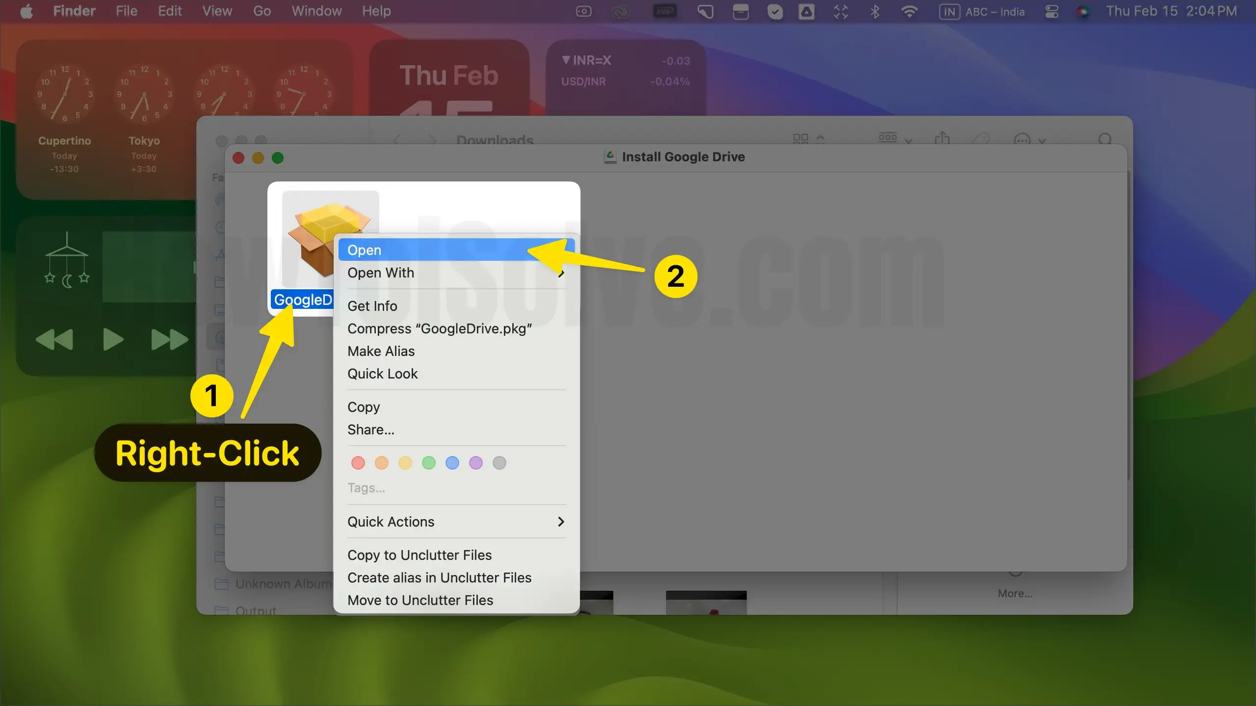 Open google drive right click to open on mac