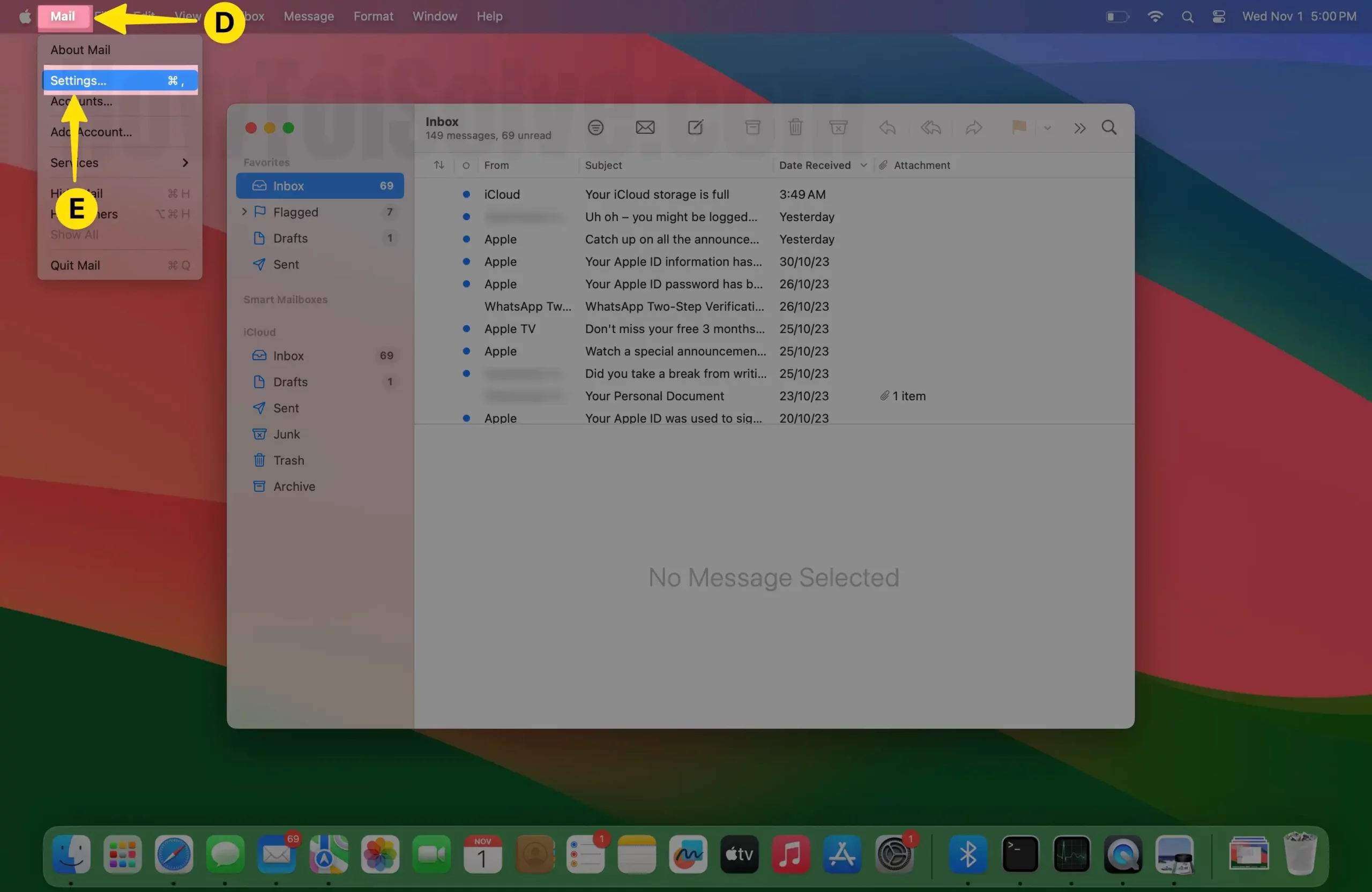 Open Mail Select Setting On Mac 2