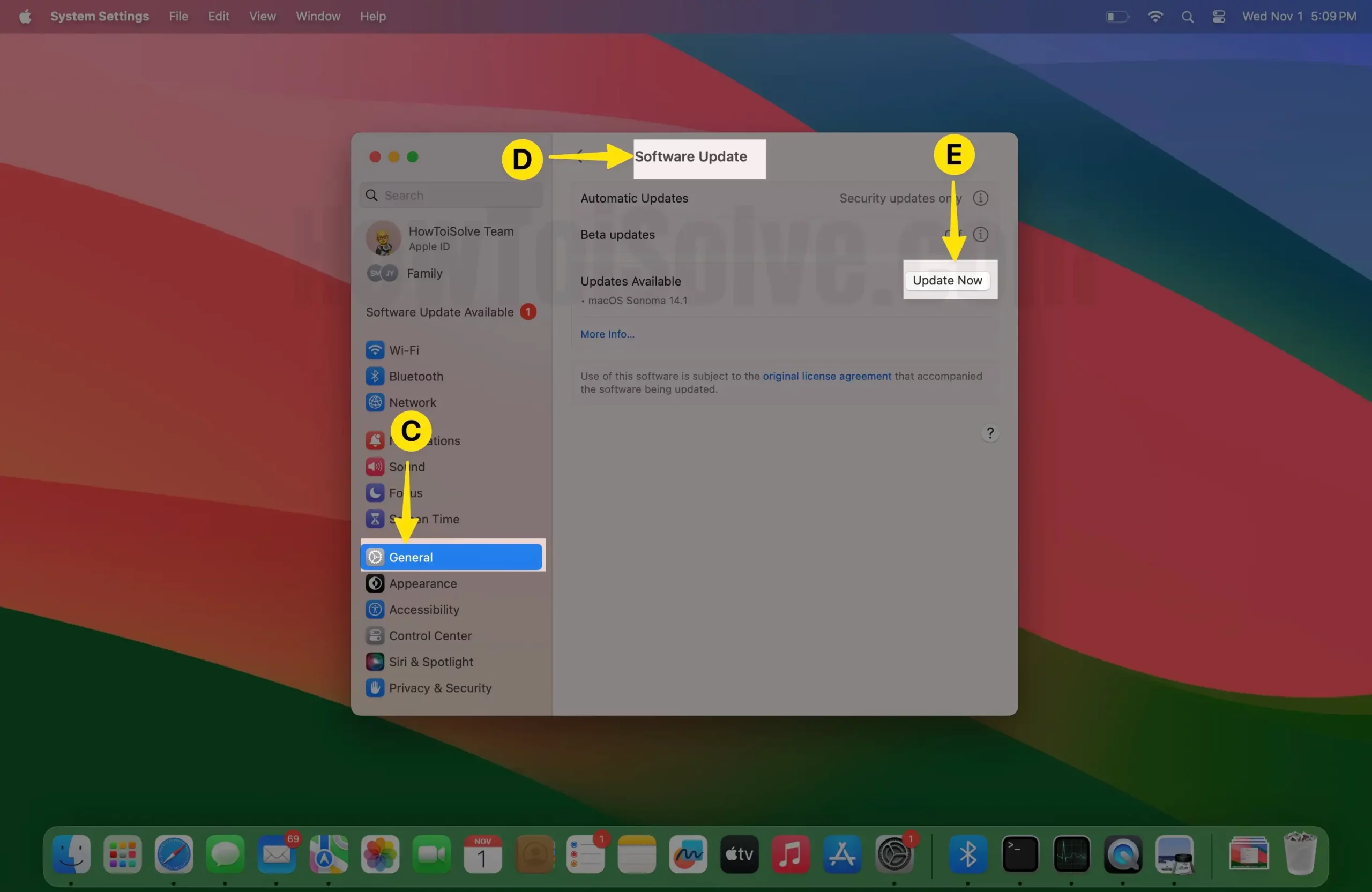 Select General Click Software Update Tap Update Now On Mac