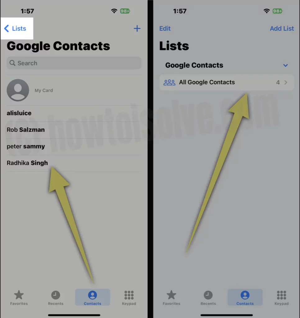 View Google Contacts on iPhone