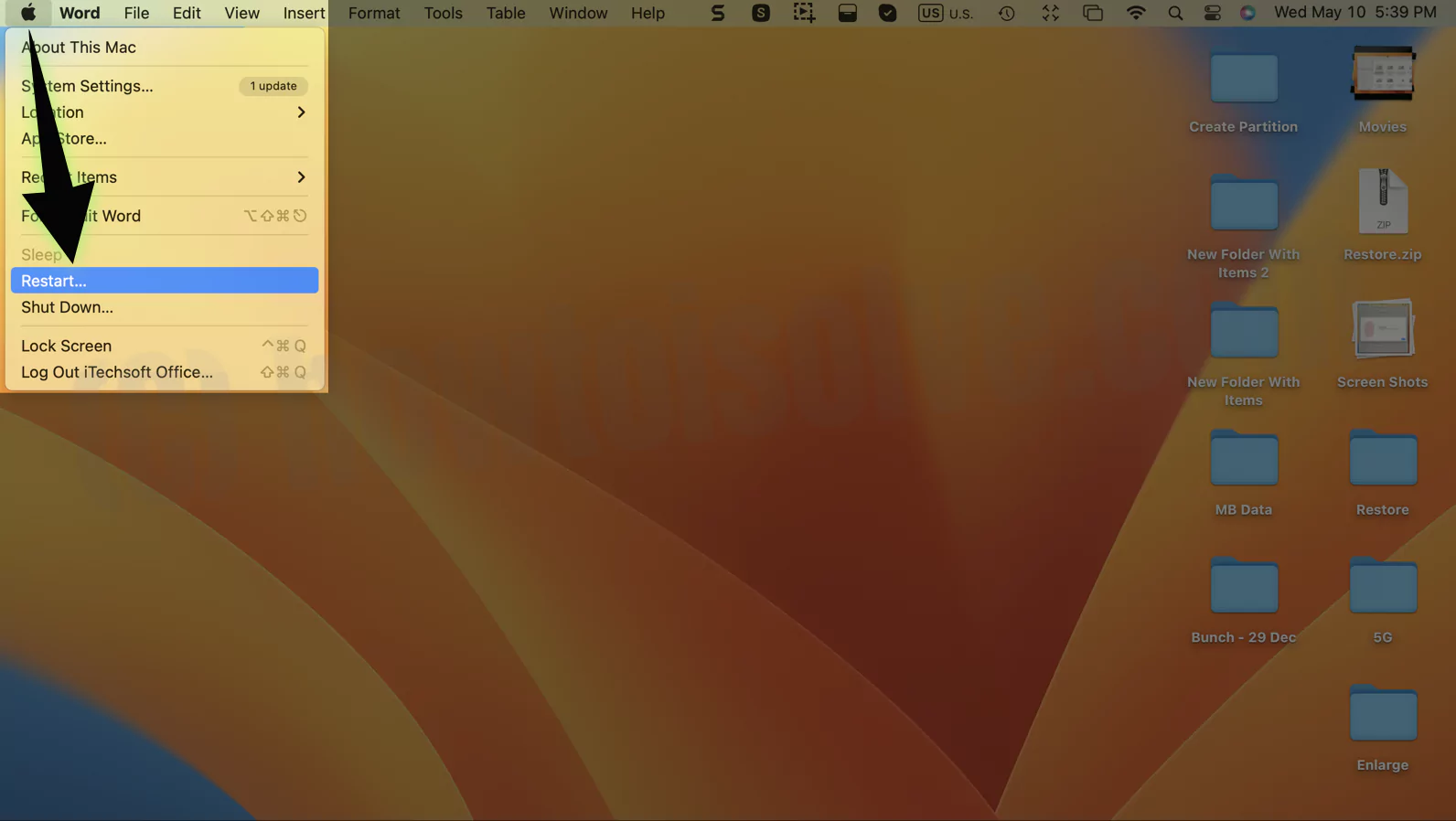 Restart Mac
