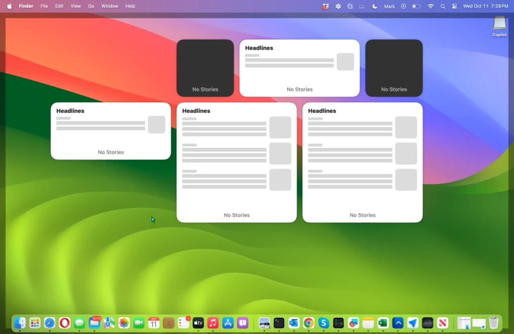 Apple news widget for Mac