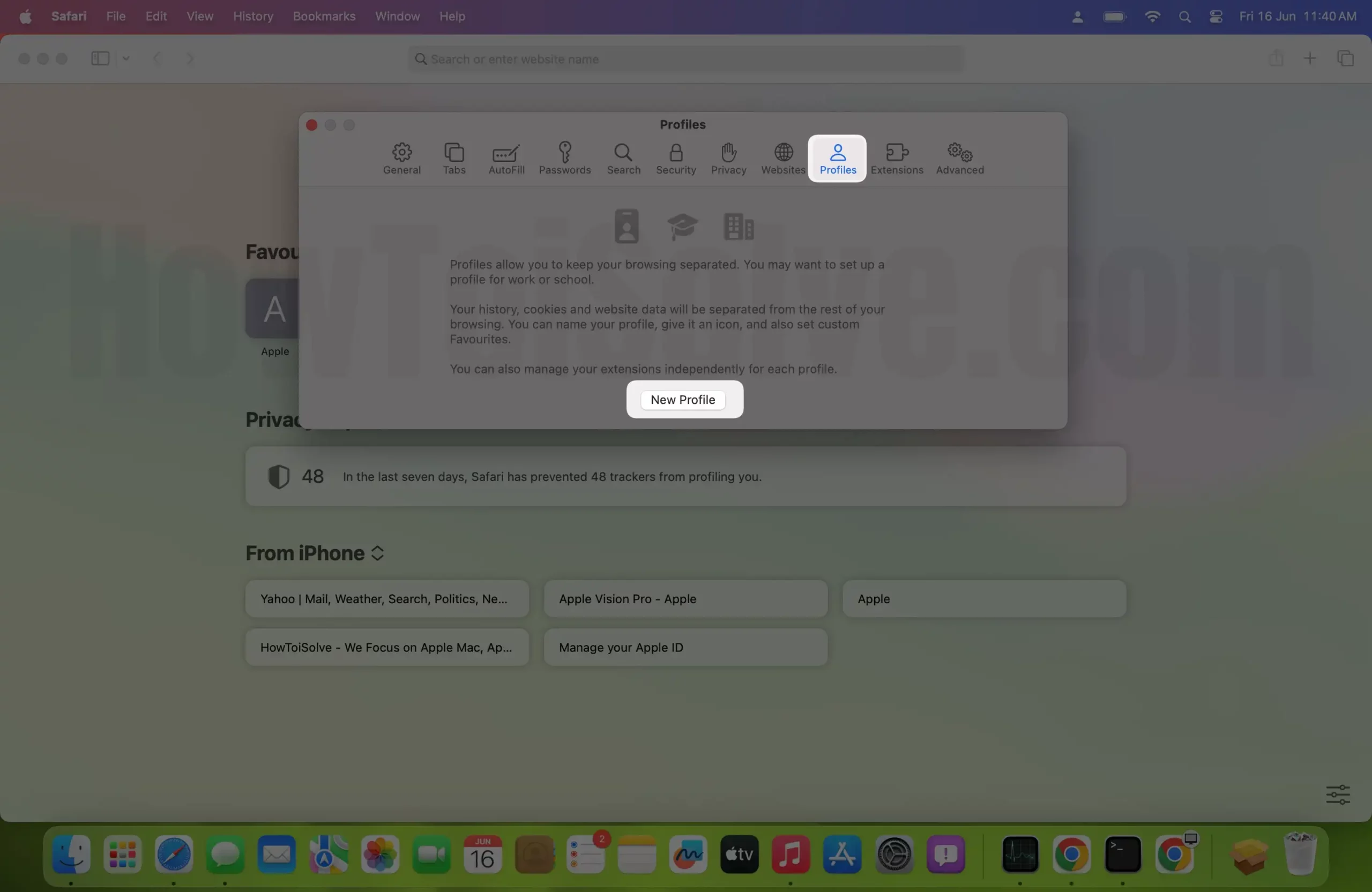 Create a New Profile in Safari on Mac