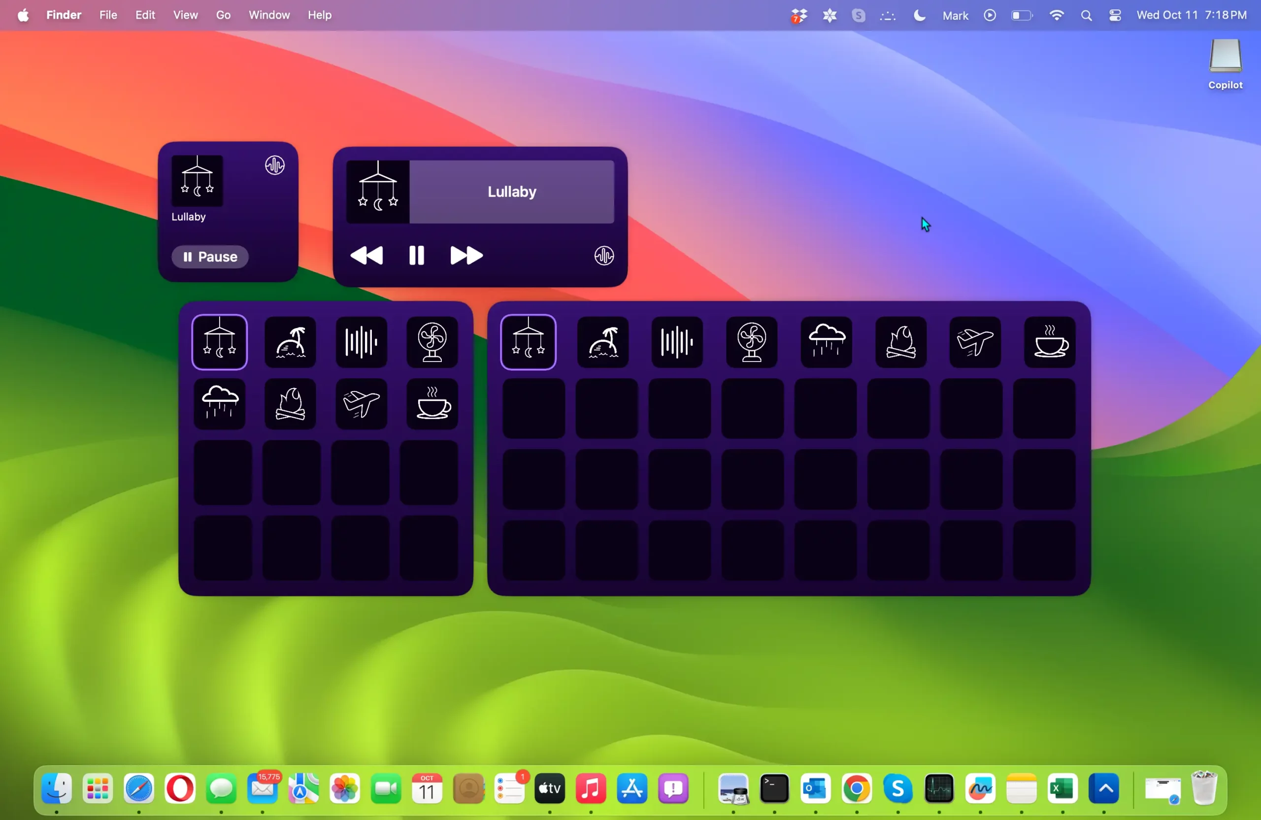Dark Noise widgets for Mac