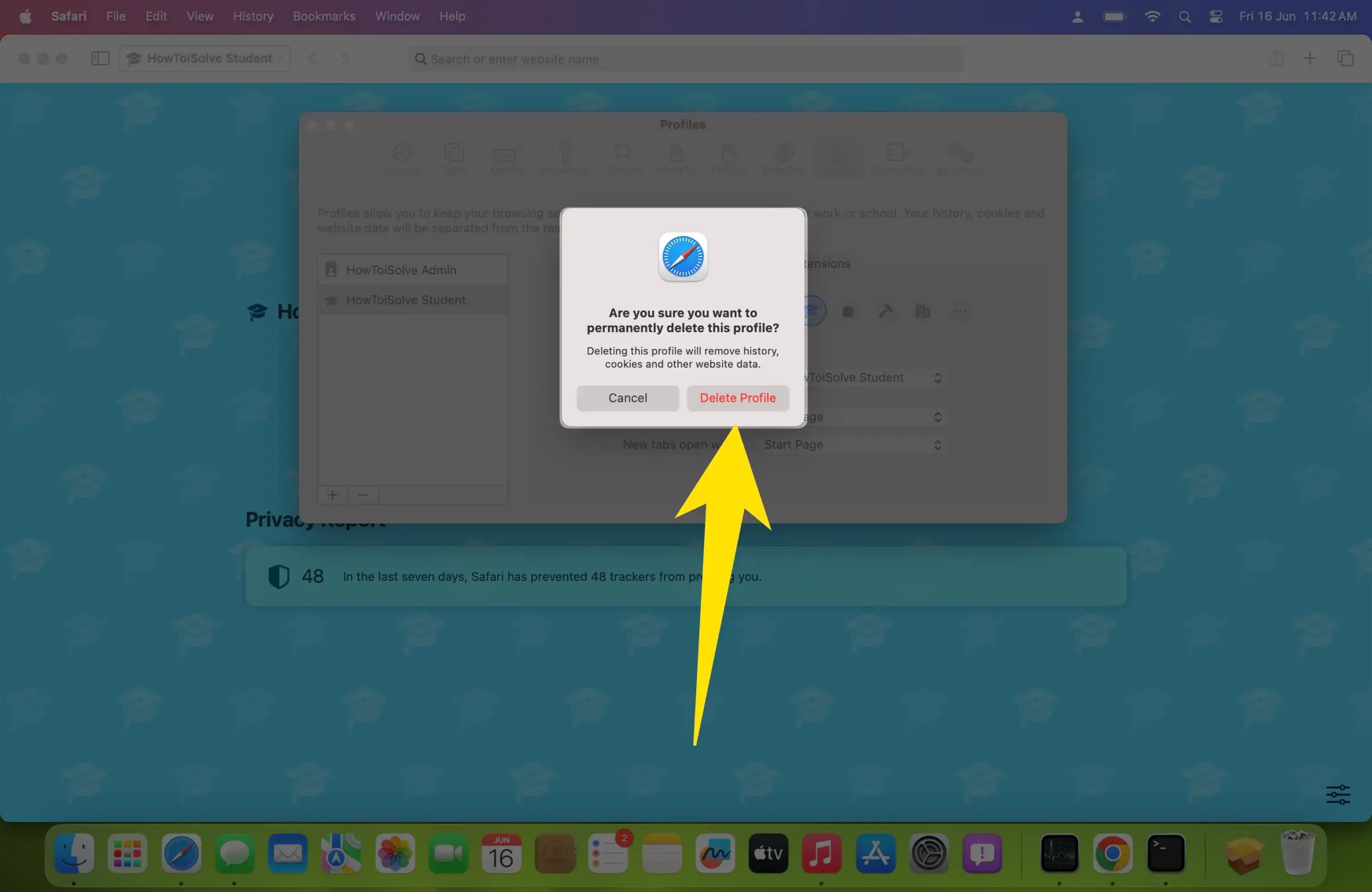 Delete Profile from Safari Mac
