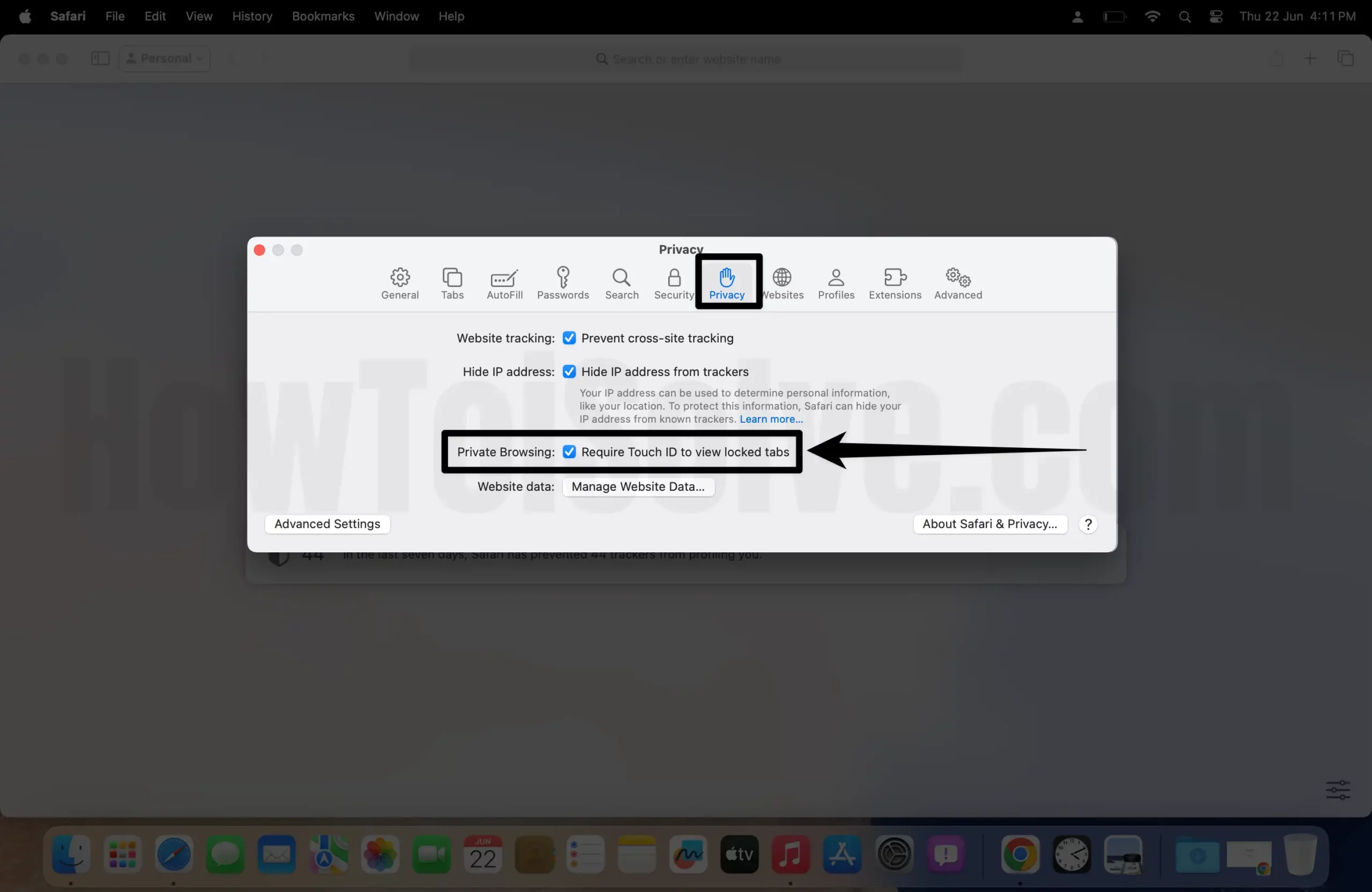 Enable Touch ID to View Locked Tabs on Mac