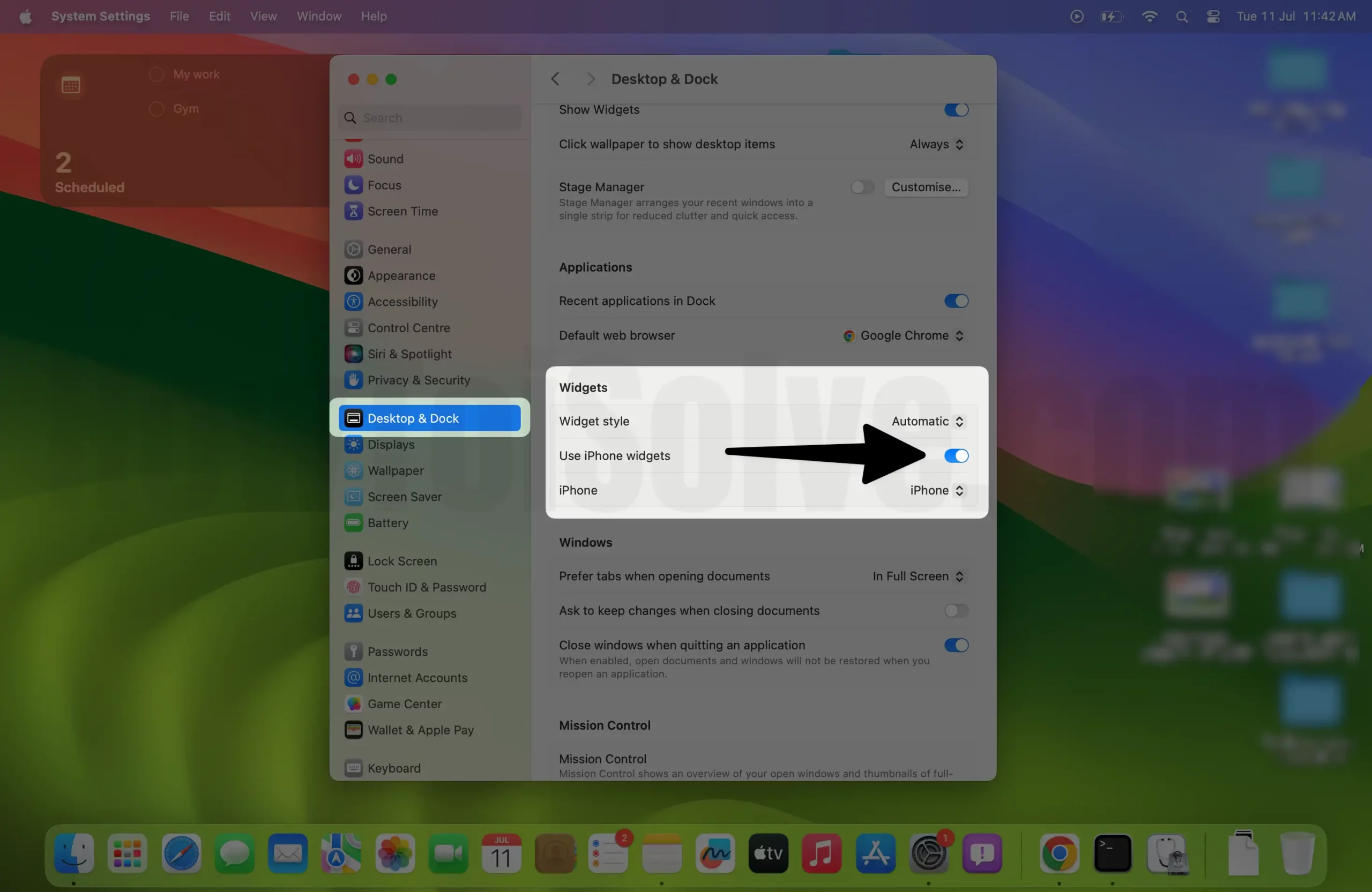 Enable Use iPhone widgets on Mac