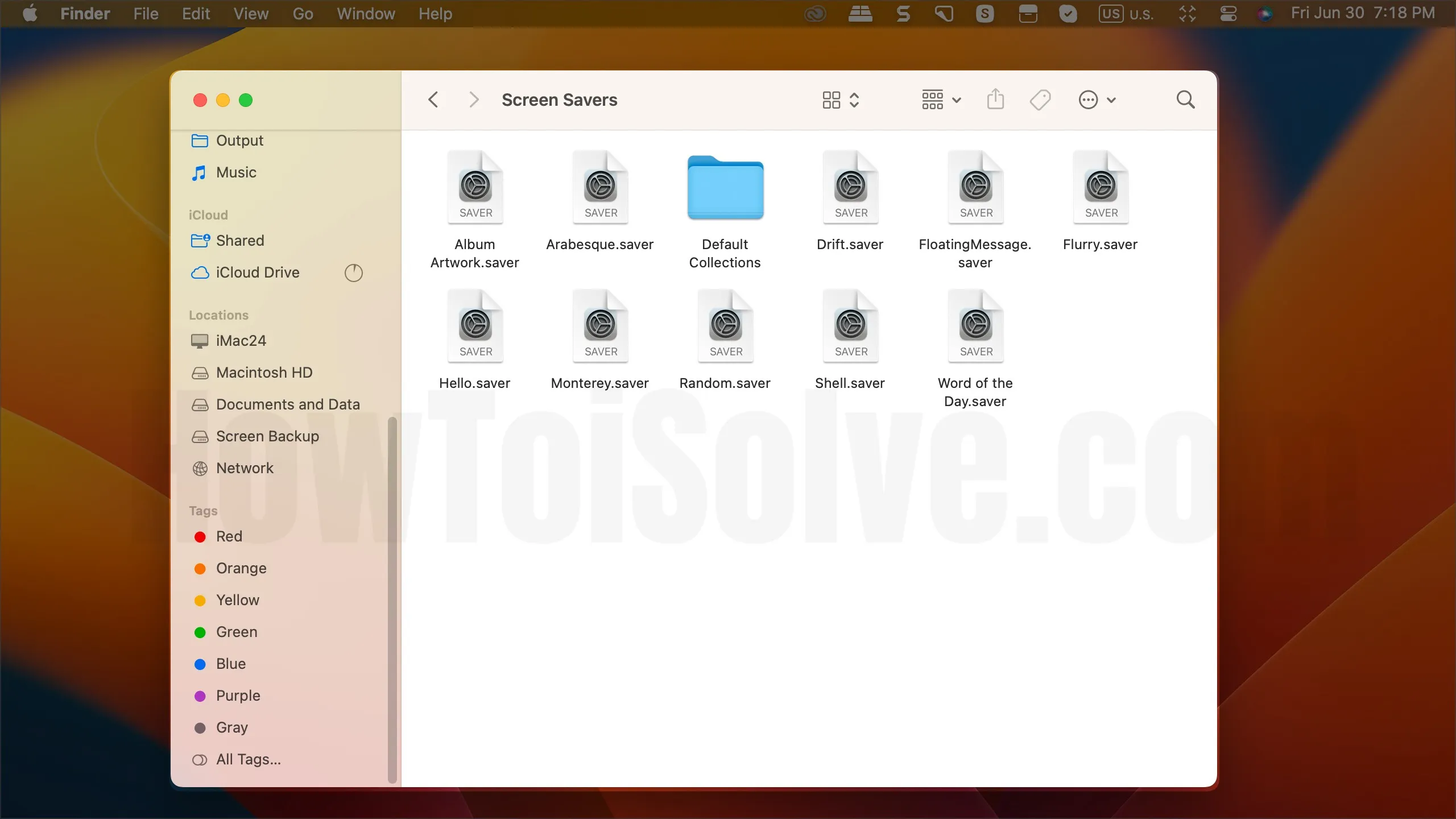 Find All Stored Screensaver on Mac finder