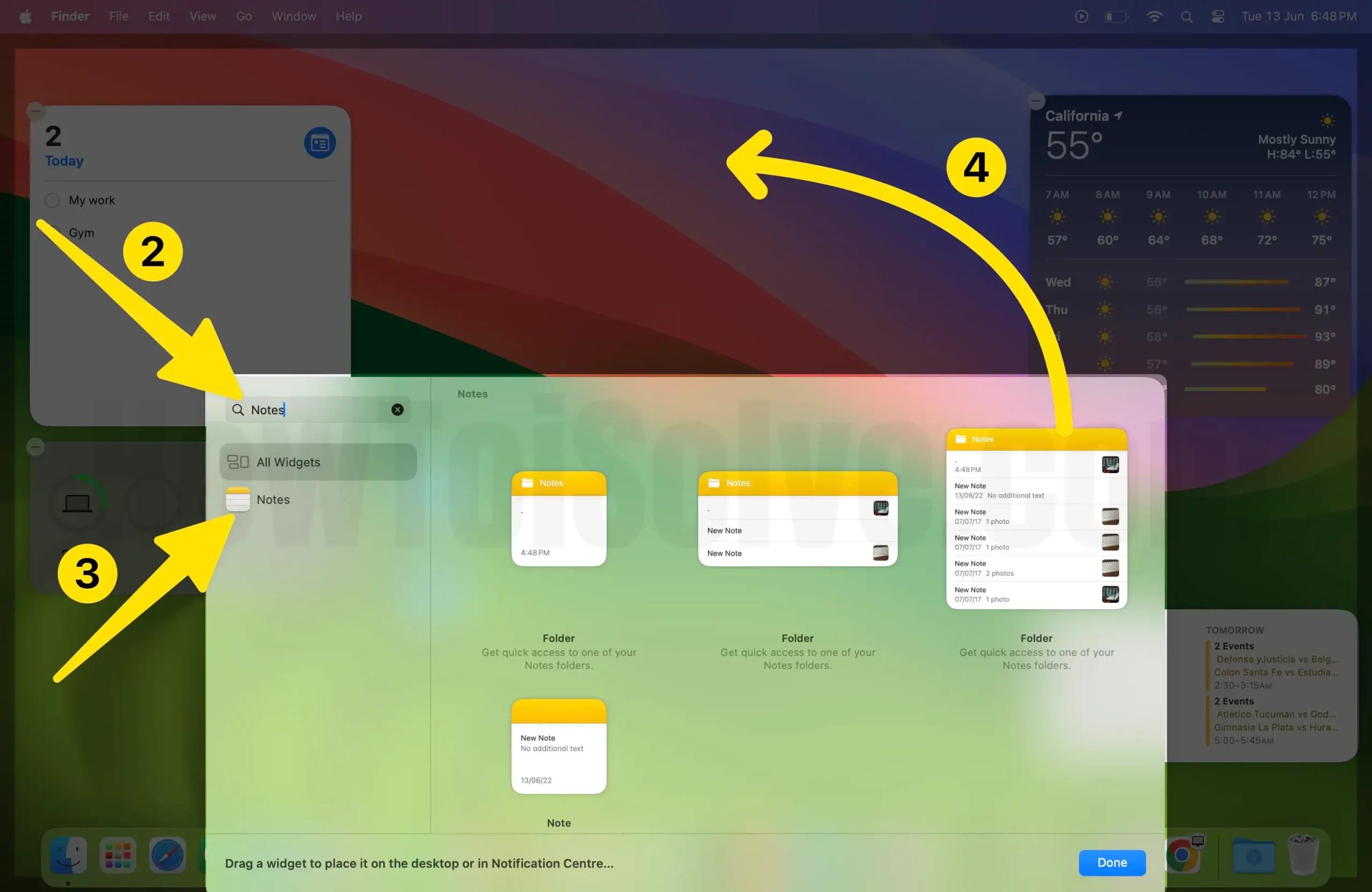 Move Notes Widget to Desktop On Mac