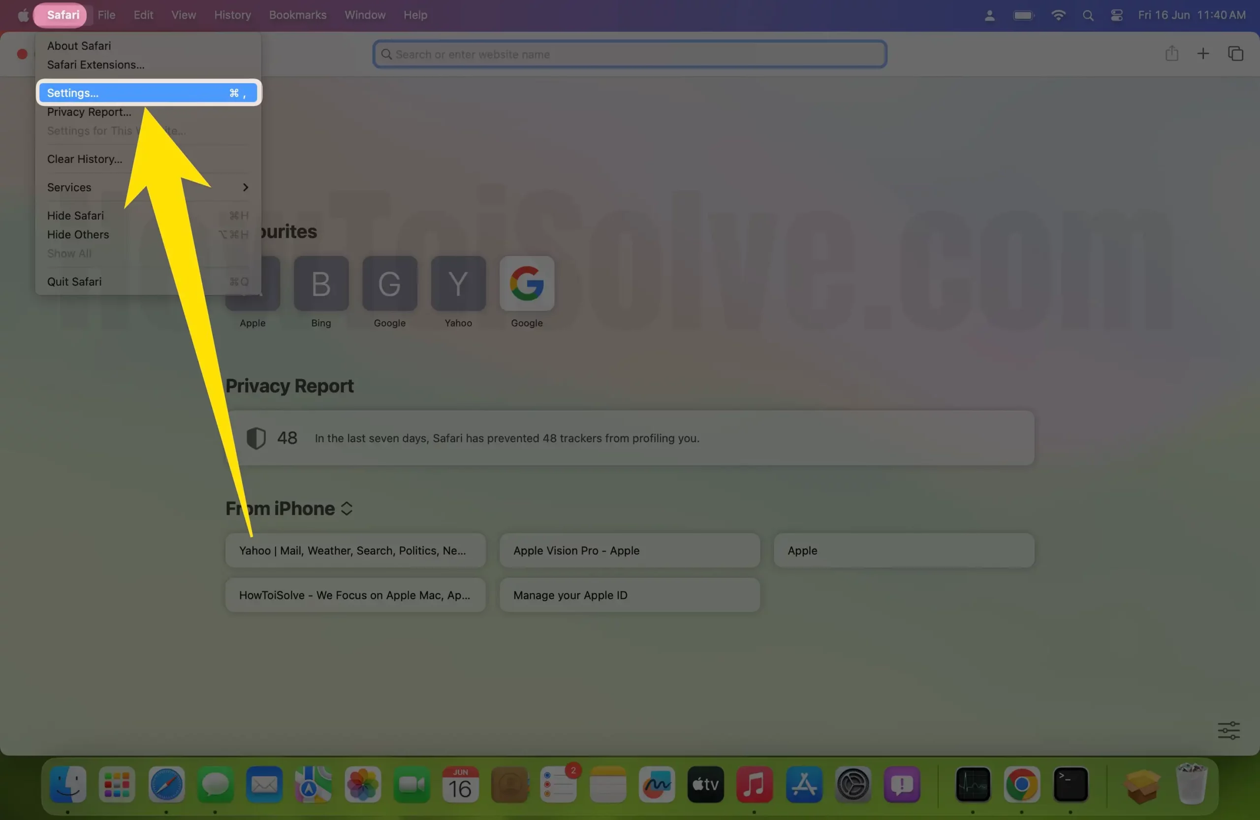 Open Safari Settings on Mac to Create Profiles
