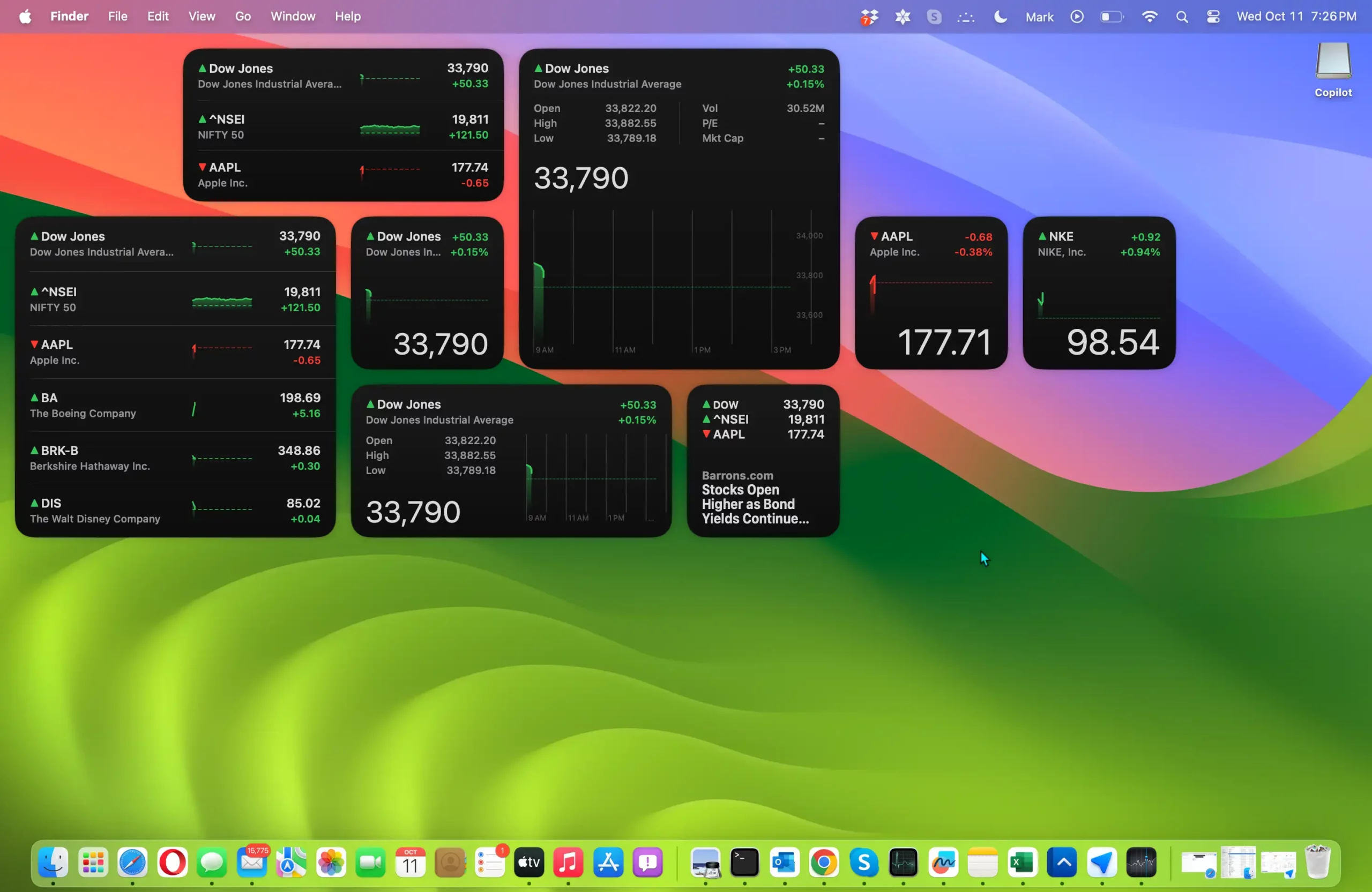 Stock widgets for Mac