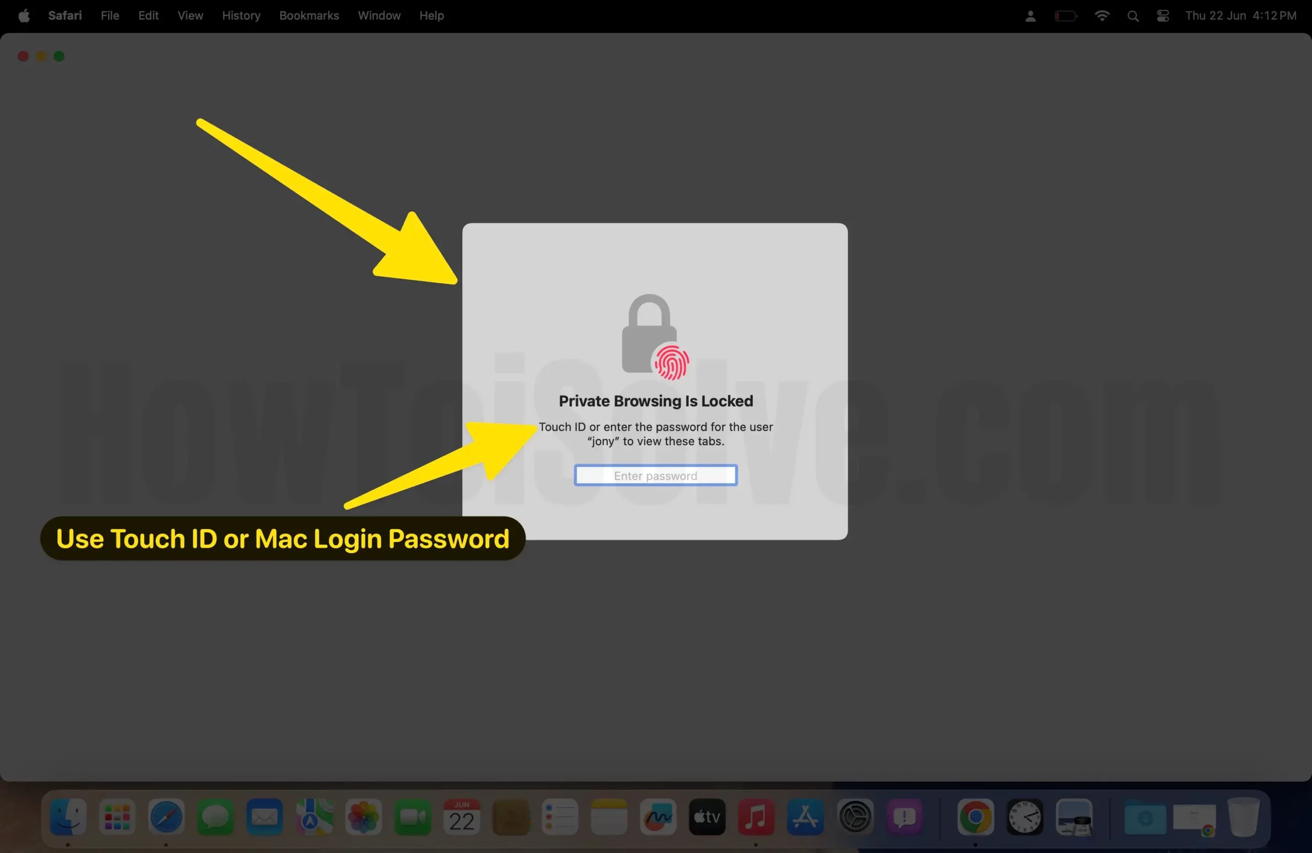 Unlock Private Windows in Safari Mac using Touch ID or Password