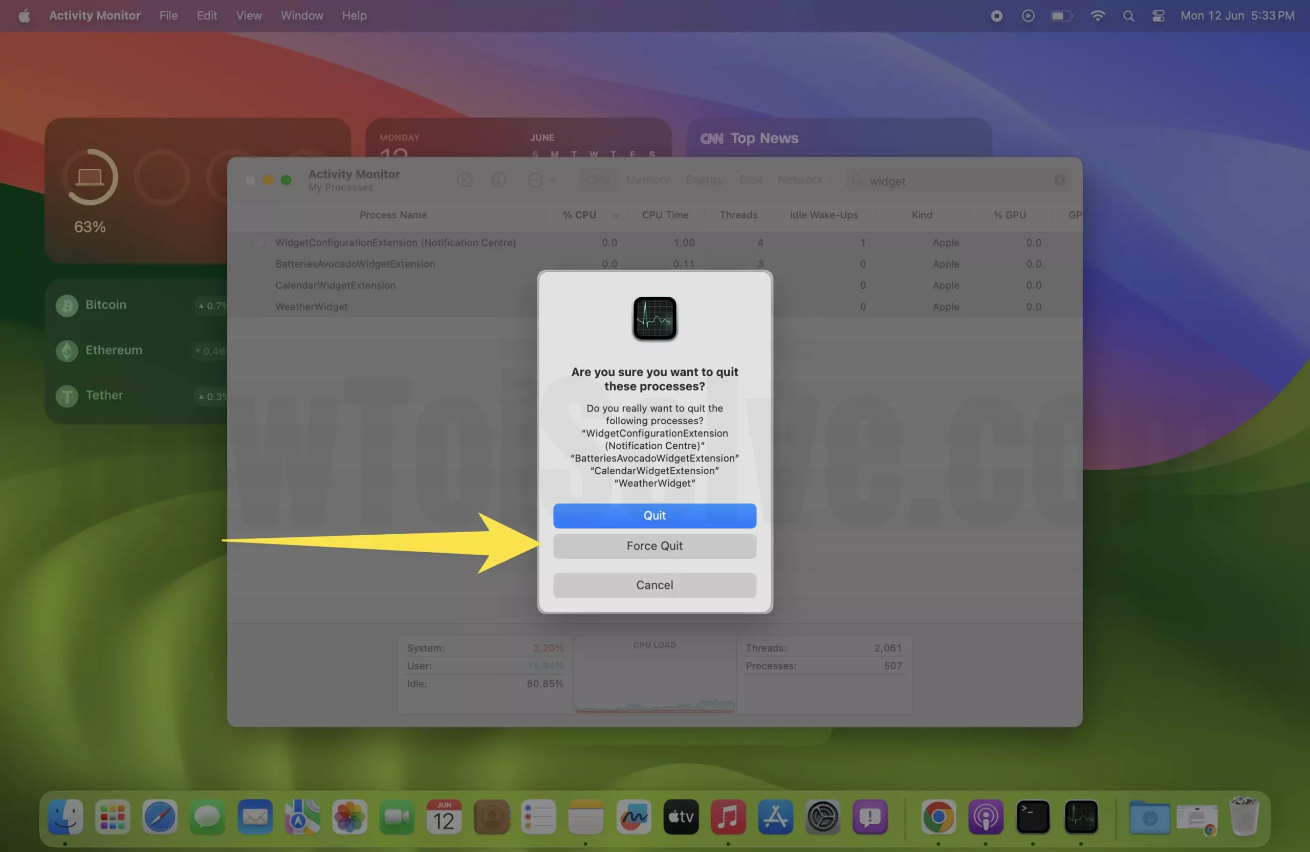 force quit app in activity monitor on mac