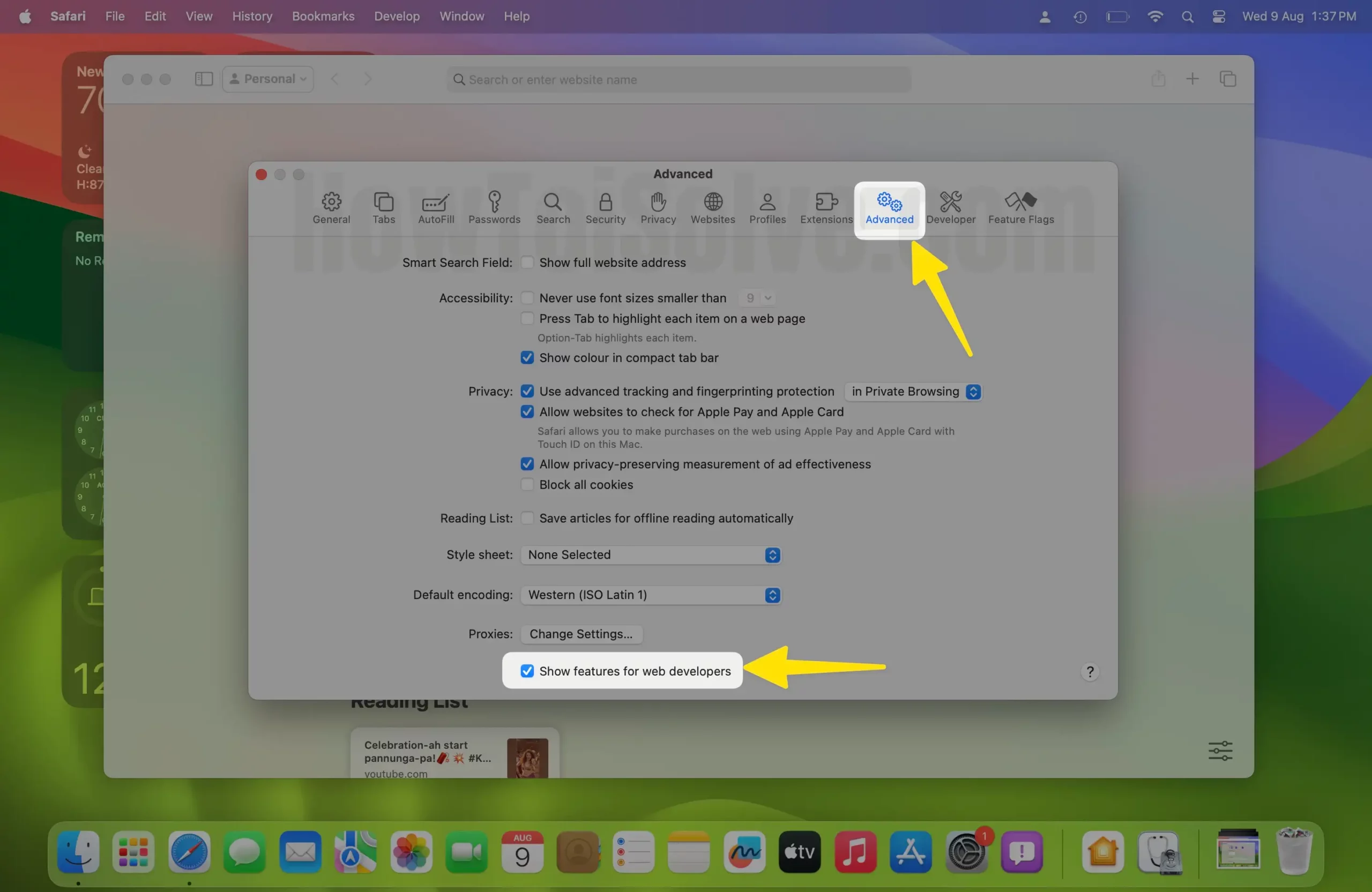 Turn on Web Developer Options on Mac