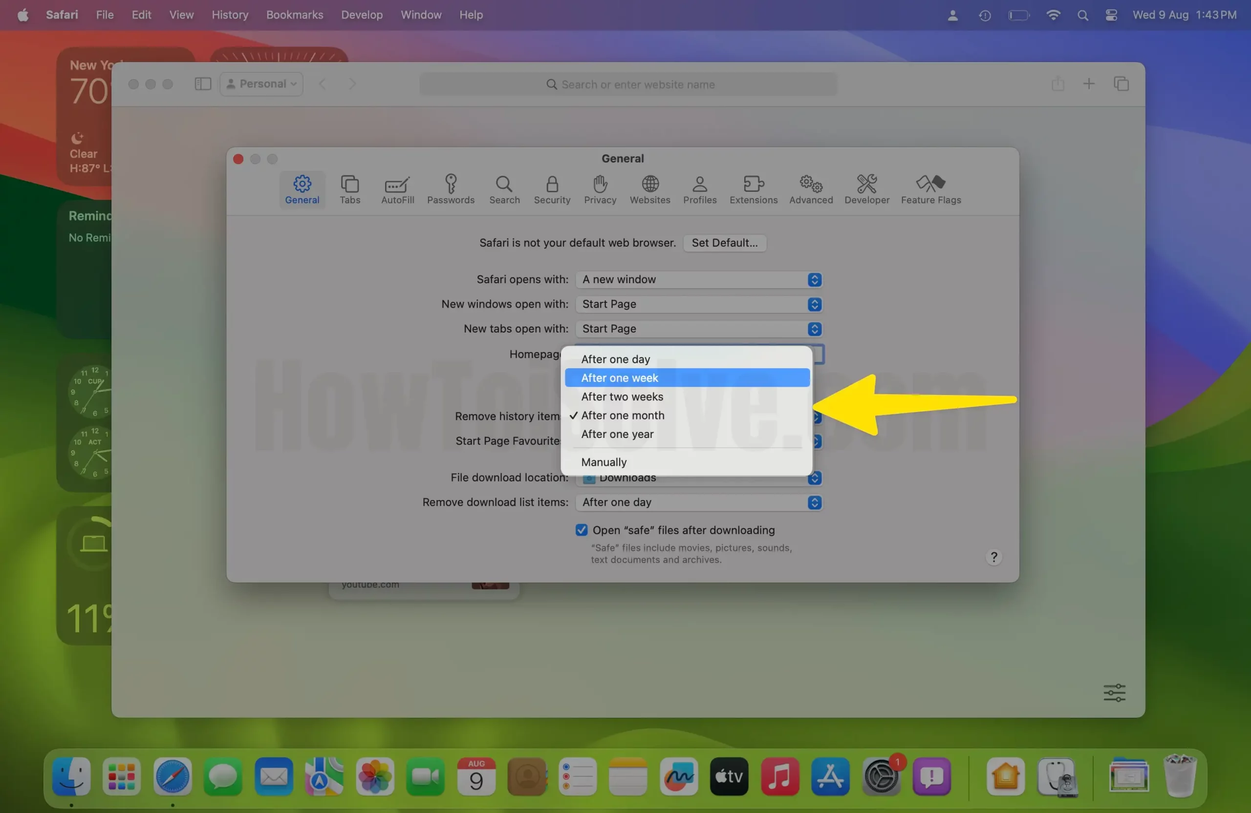 Select Duration to Clear History Automatically from Safari Mac