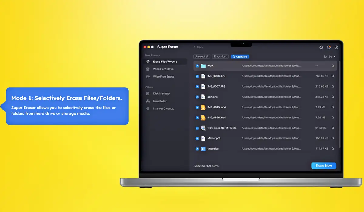 DoYourData Selectively Erase FilesFolders Super Eraser for Mac