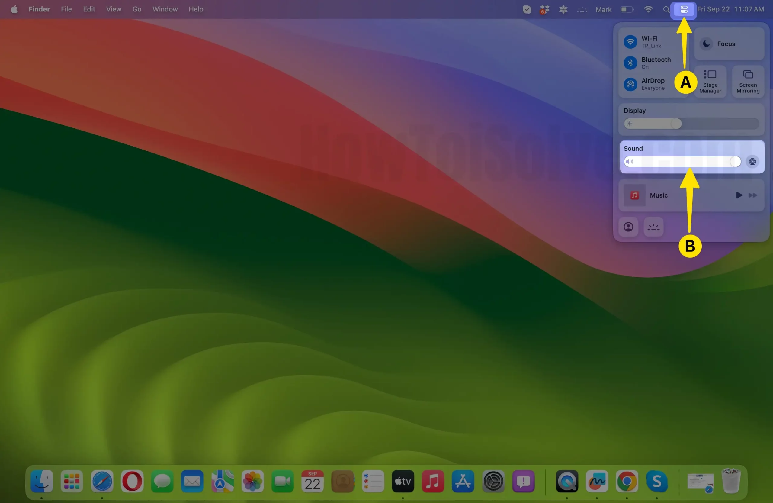 Open control center click sound on mac