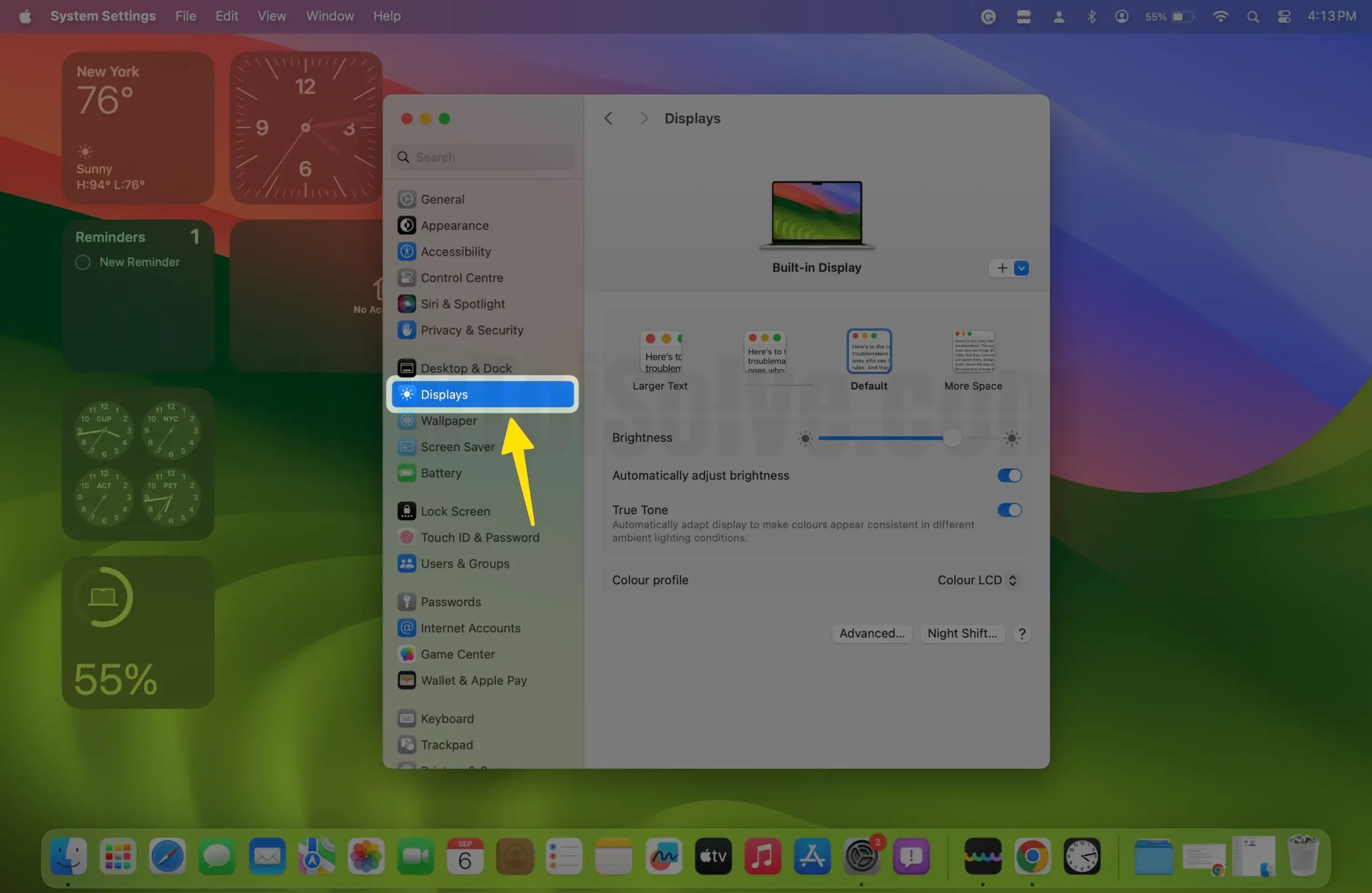 Select Display Settings on Mac