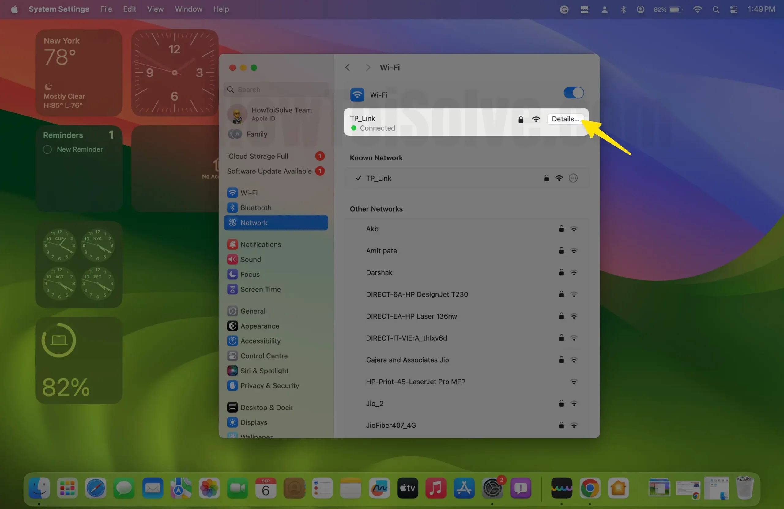 Click on details on mac