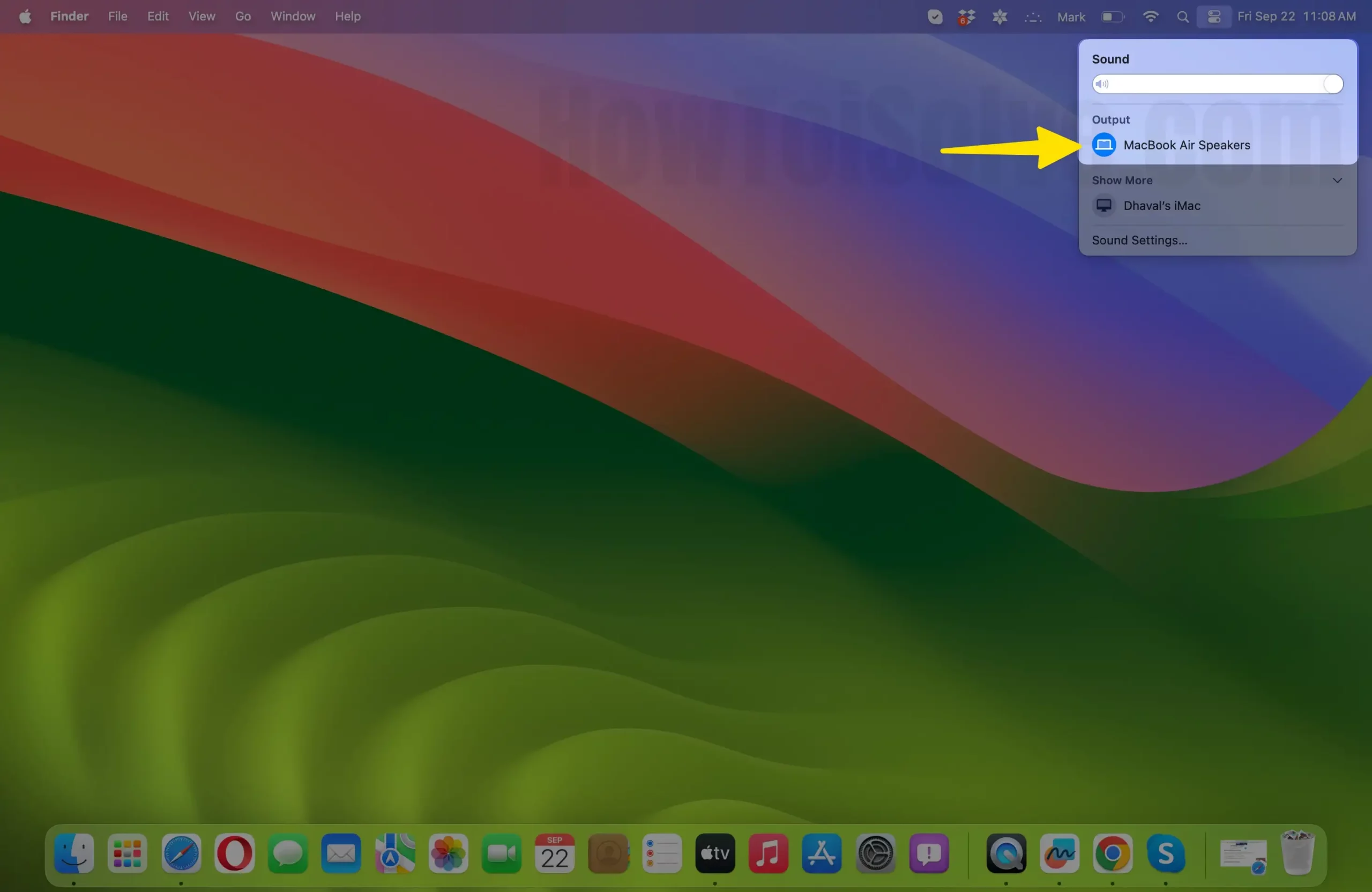 Select Audio output on mac