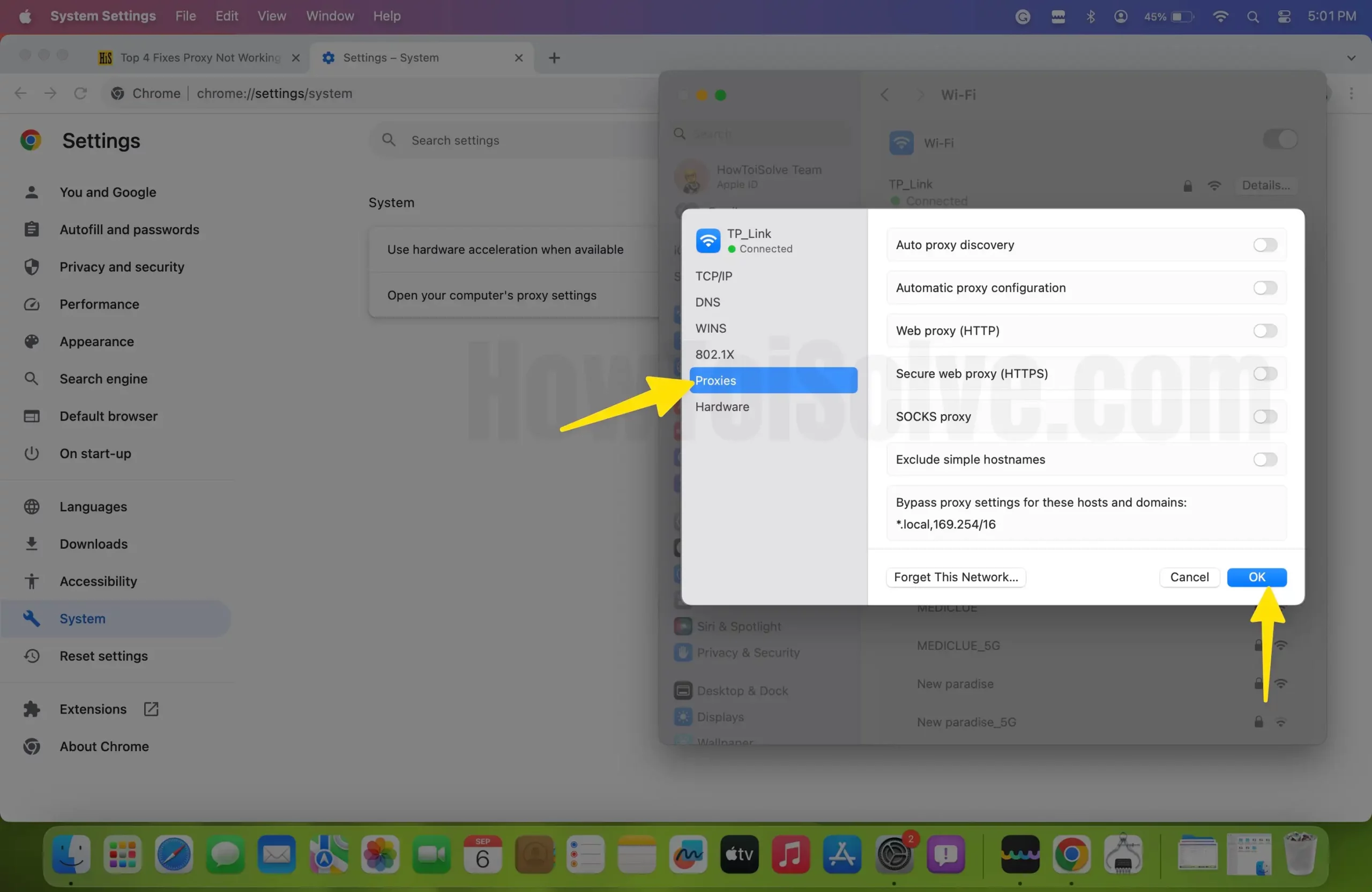 Update Proxy Settings for Chrome On Mac