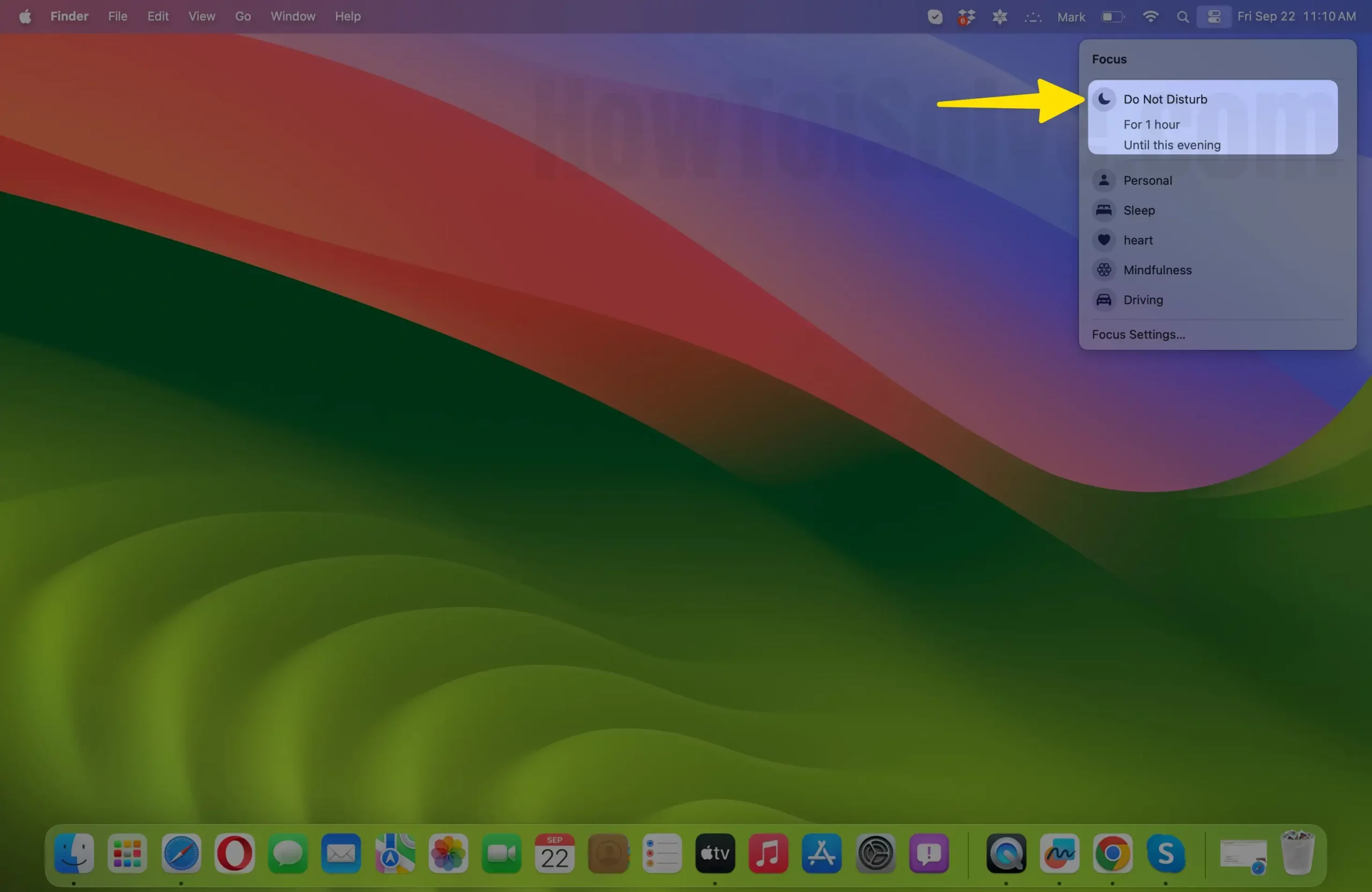 Toggle OFF do not disturb on mac