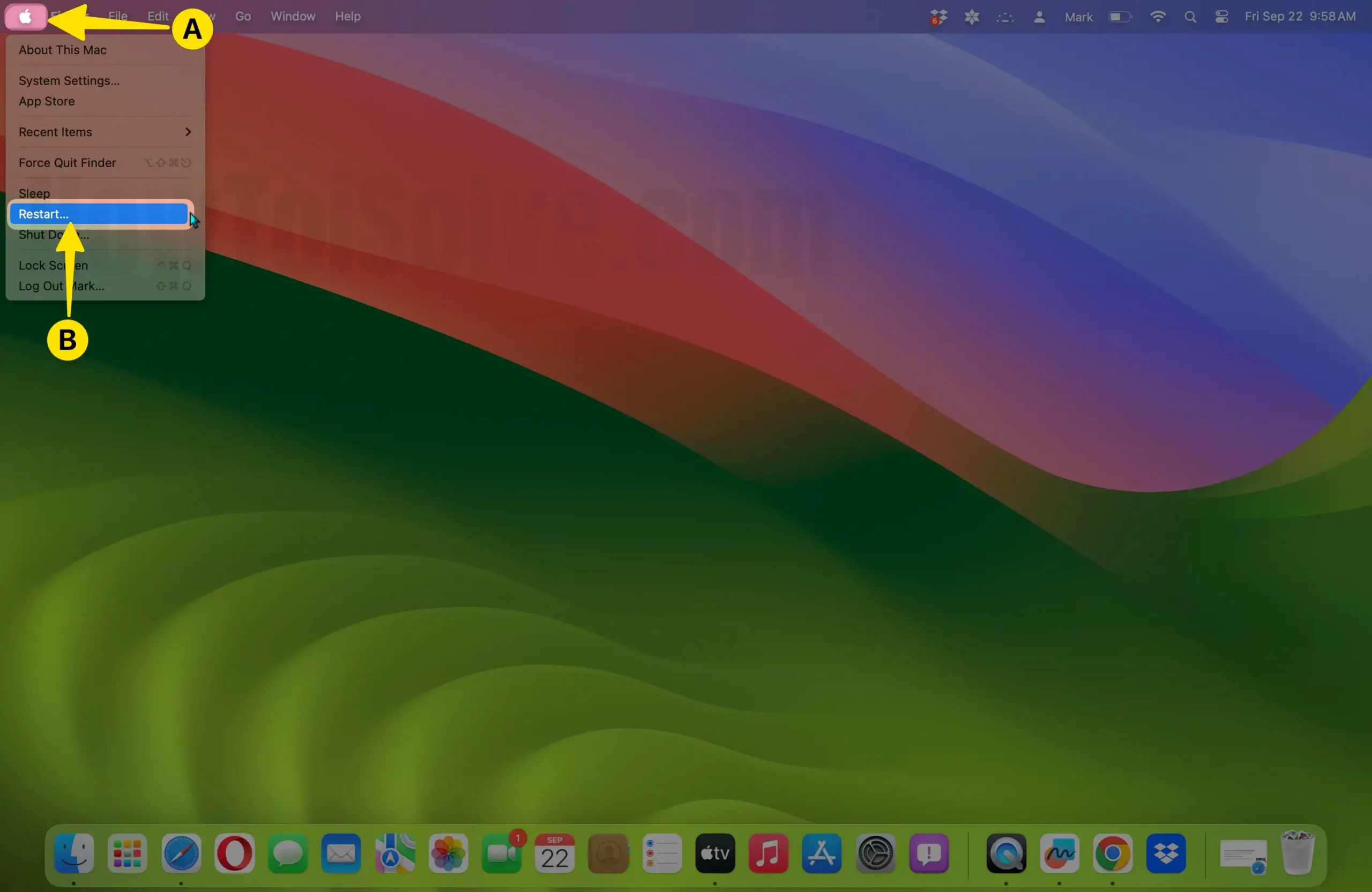Restart your Mac to Fix Notification Settings