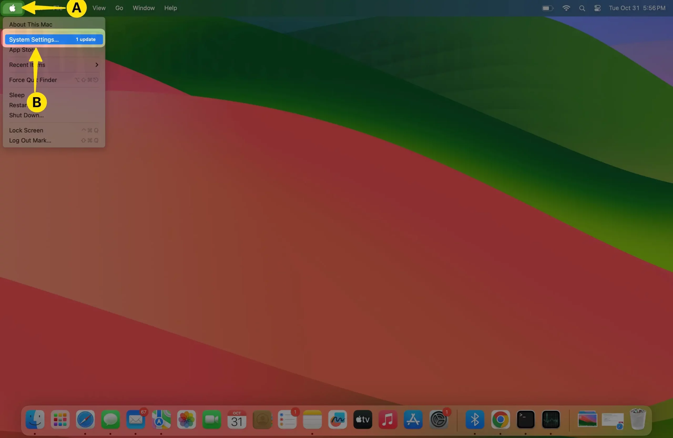 Open Apple Menu Select System Setting On Mac