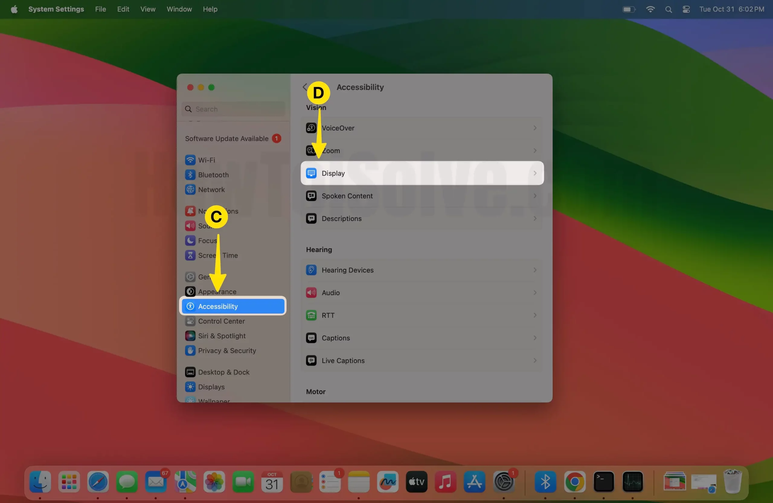 Open Accessibility Choose Display On Mac