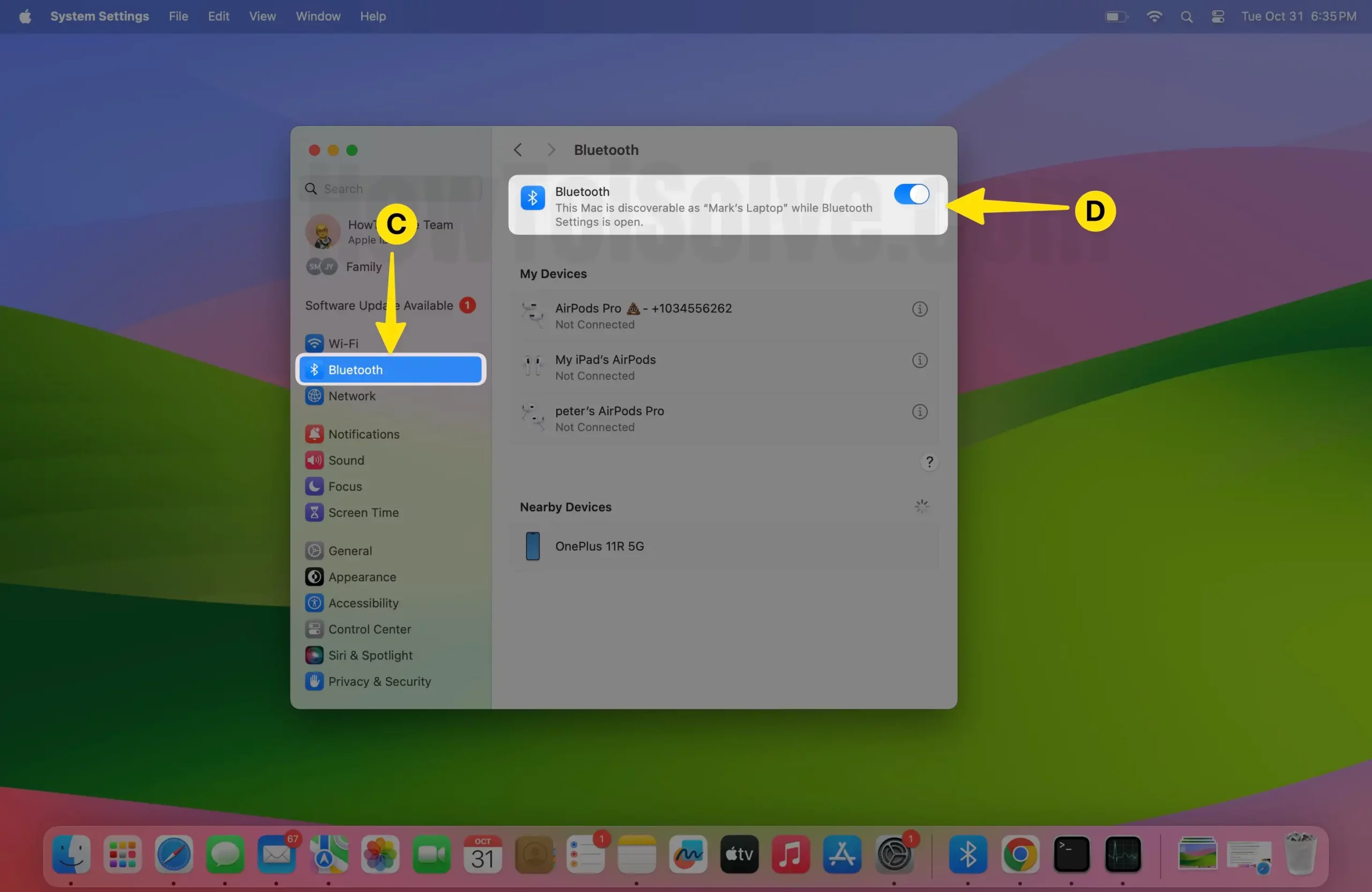 Select Bluetooth for Enable On Mac