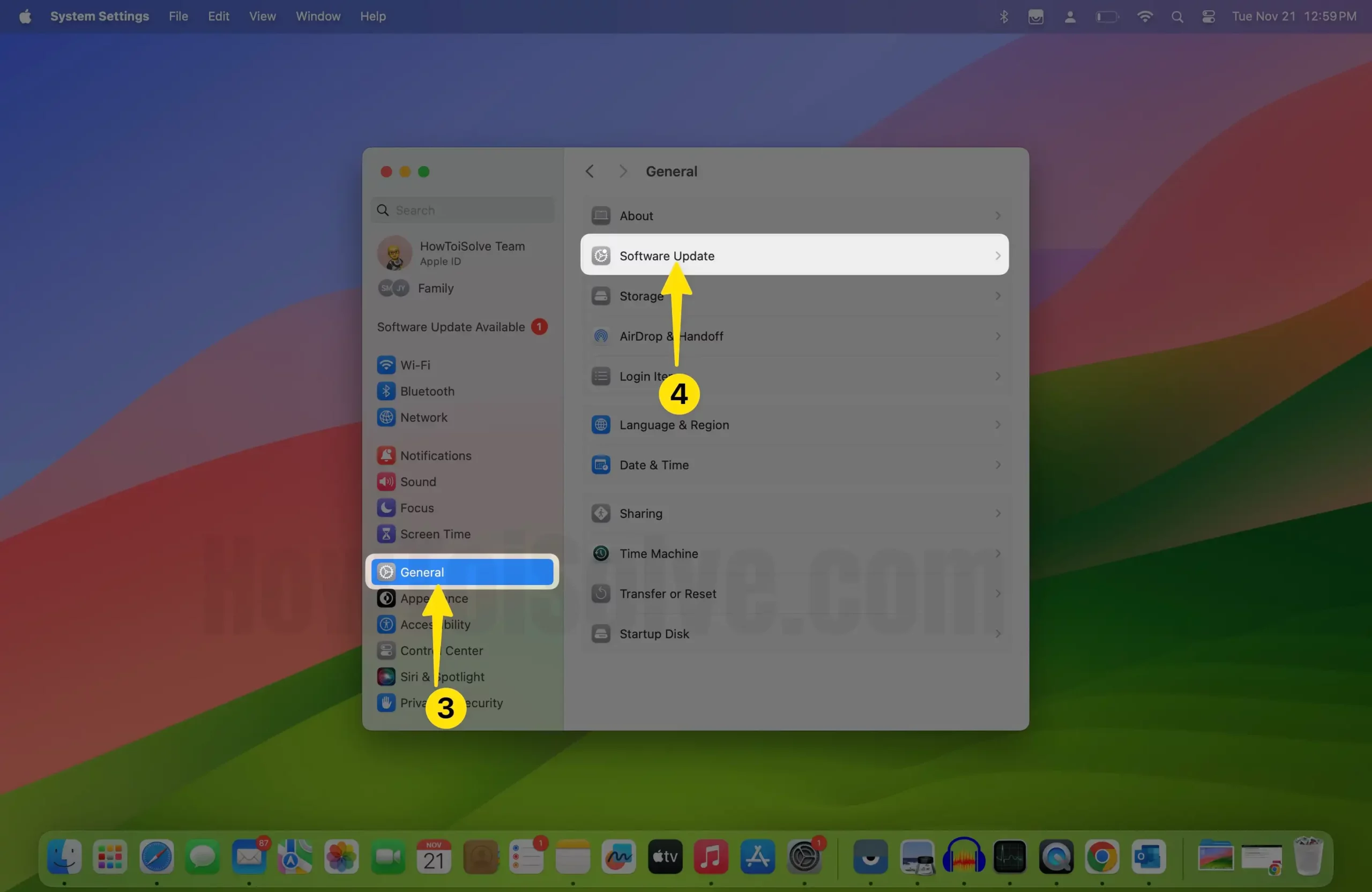Select general tab choose software updates on mac