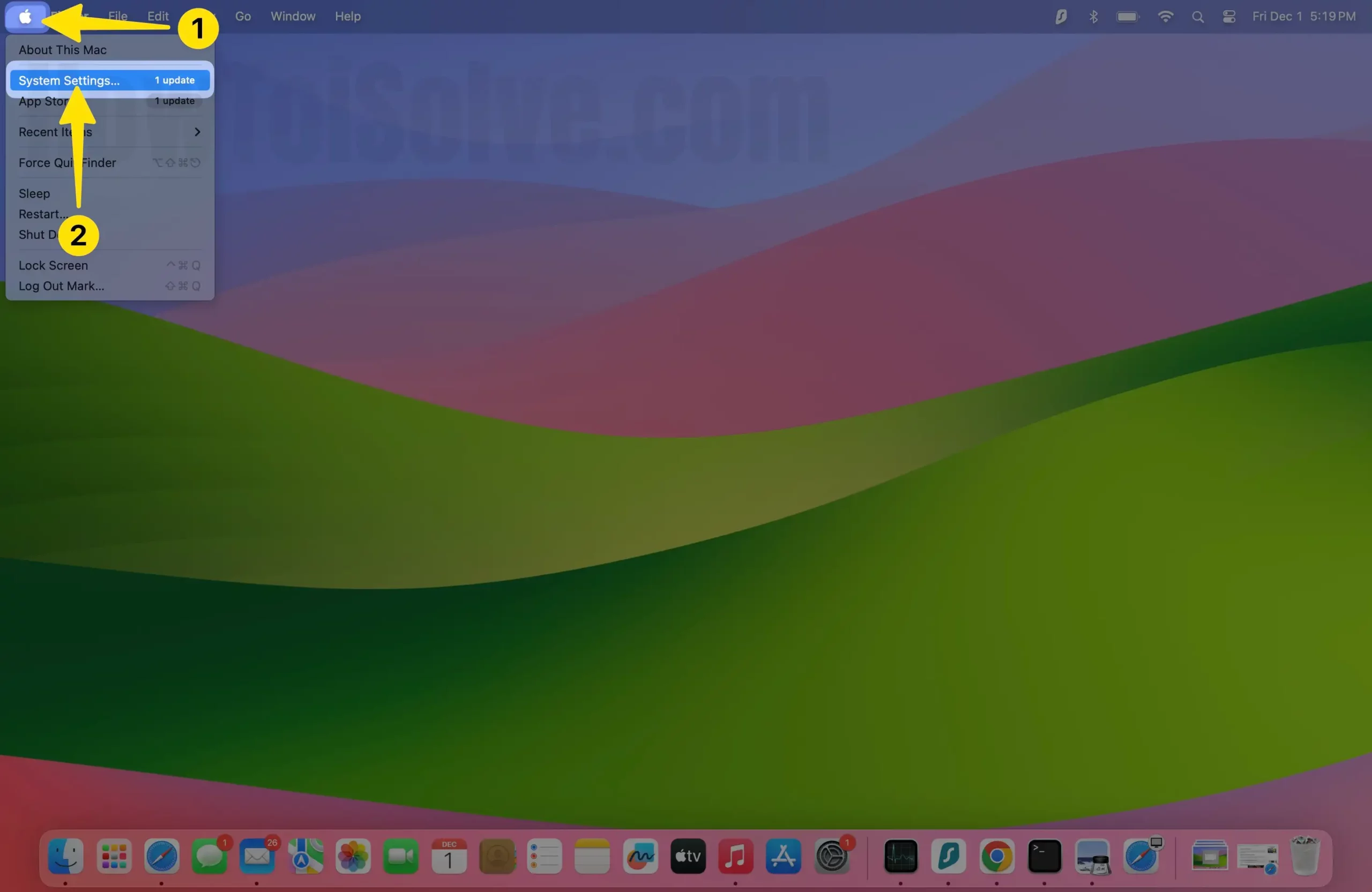 Click apple logo select the system settings... on mac