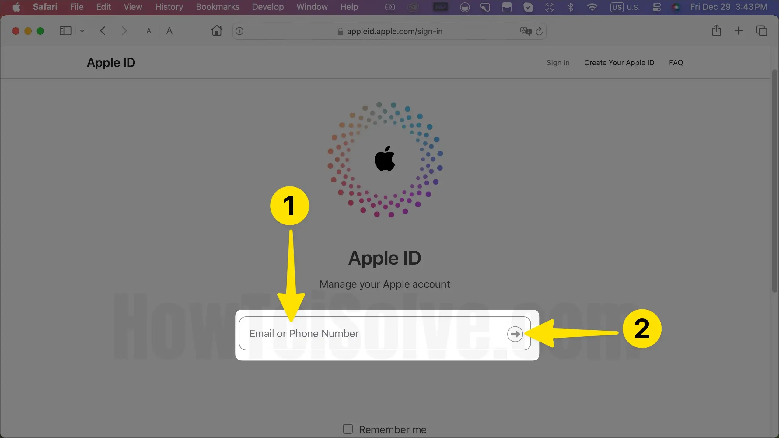 Email or phone number send on mac