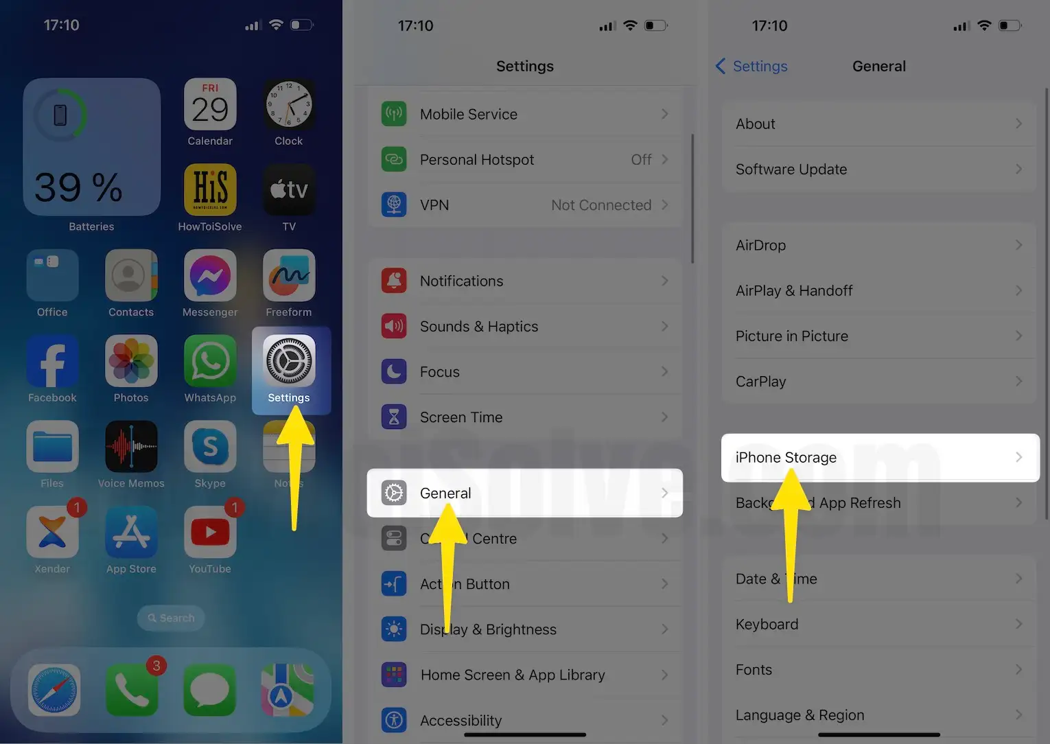 Launch the settings app tap on general tab click iPhone storage on iPhone