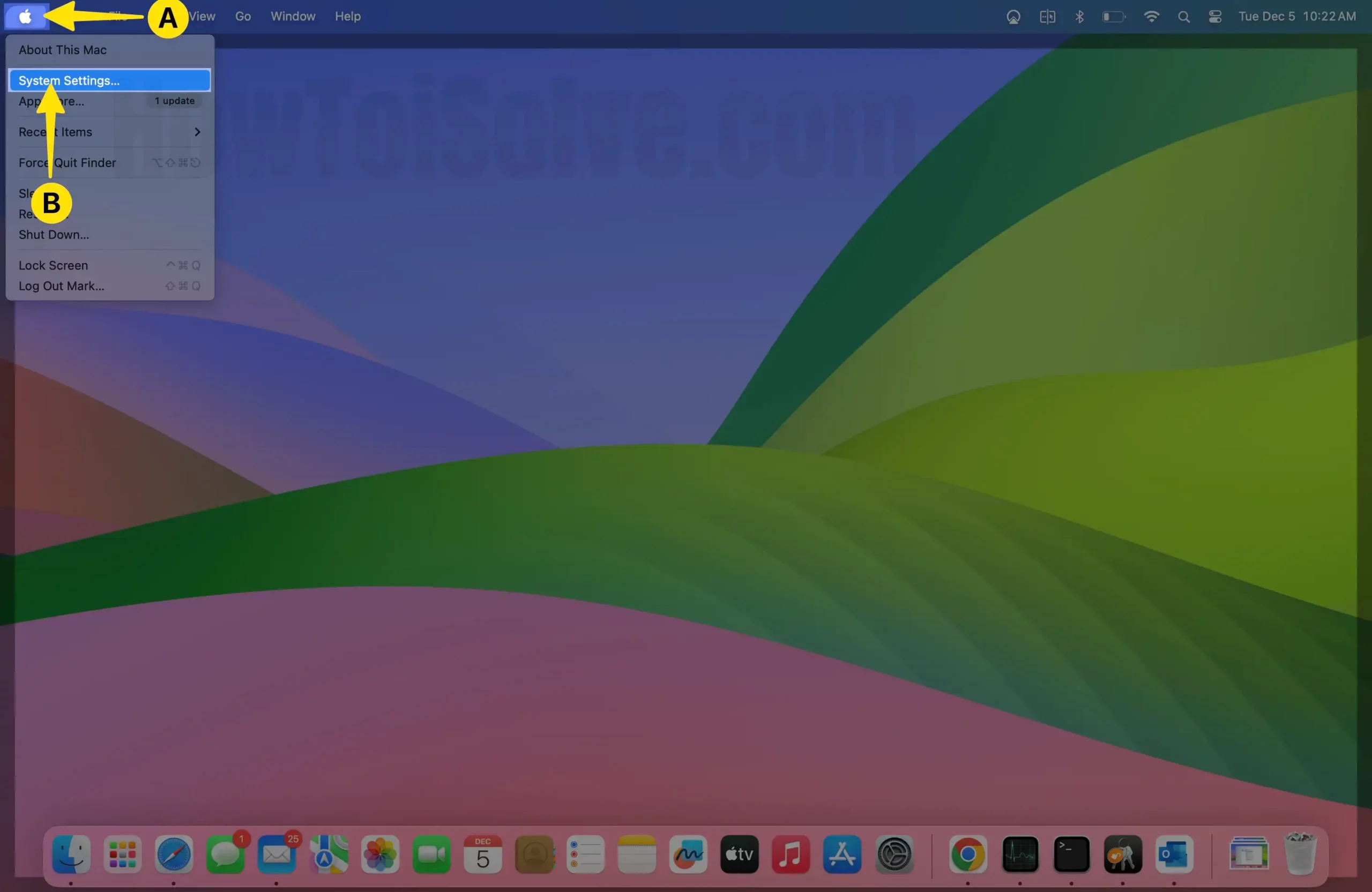 Open Apple Menu Select System Settings on Mac
